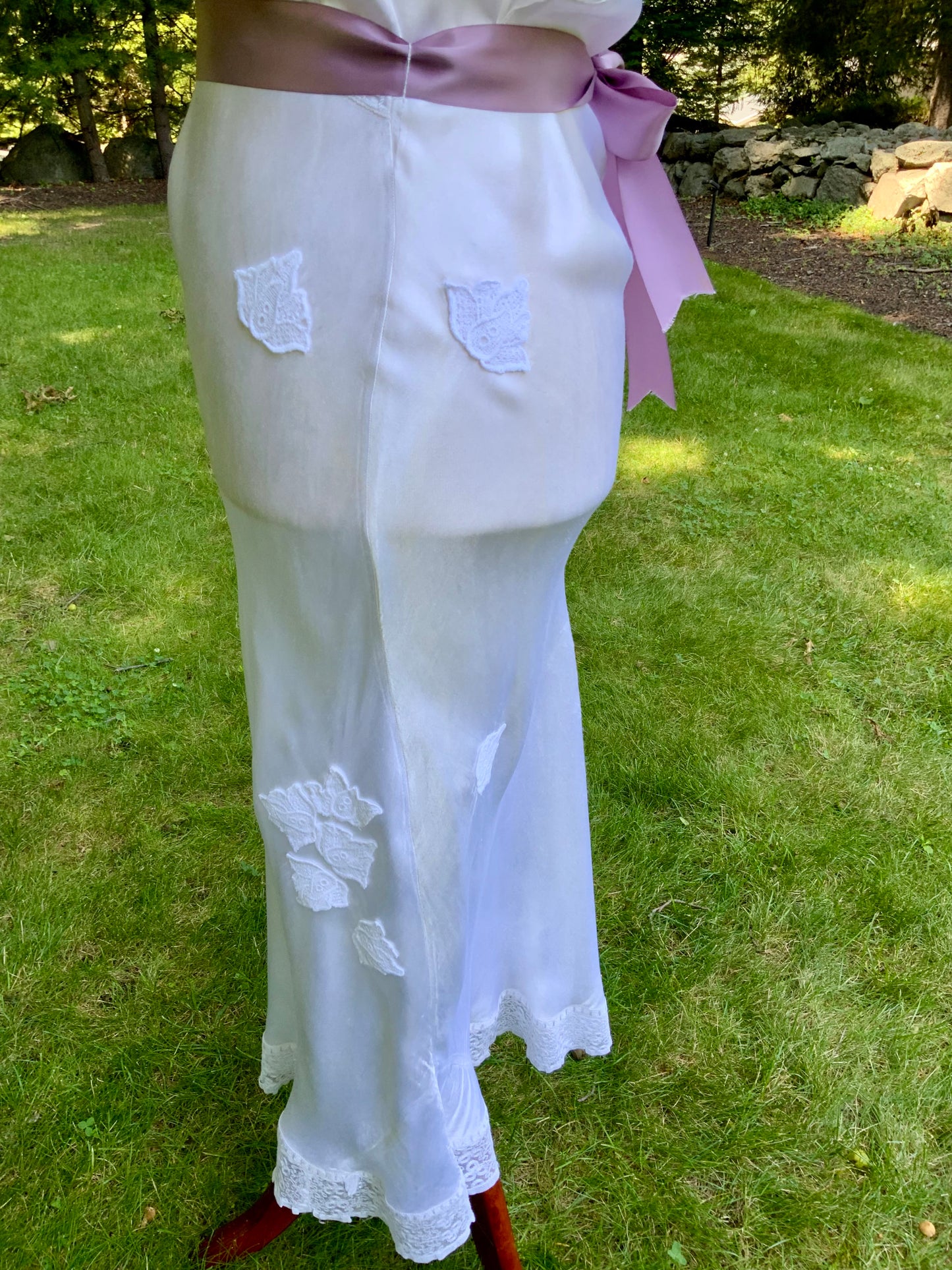 1930s Satin and Lace Bridal Slip Dress-30CT