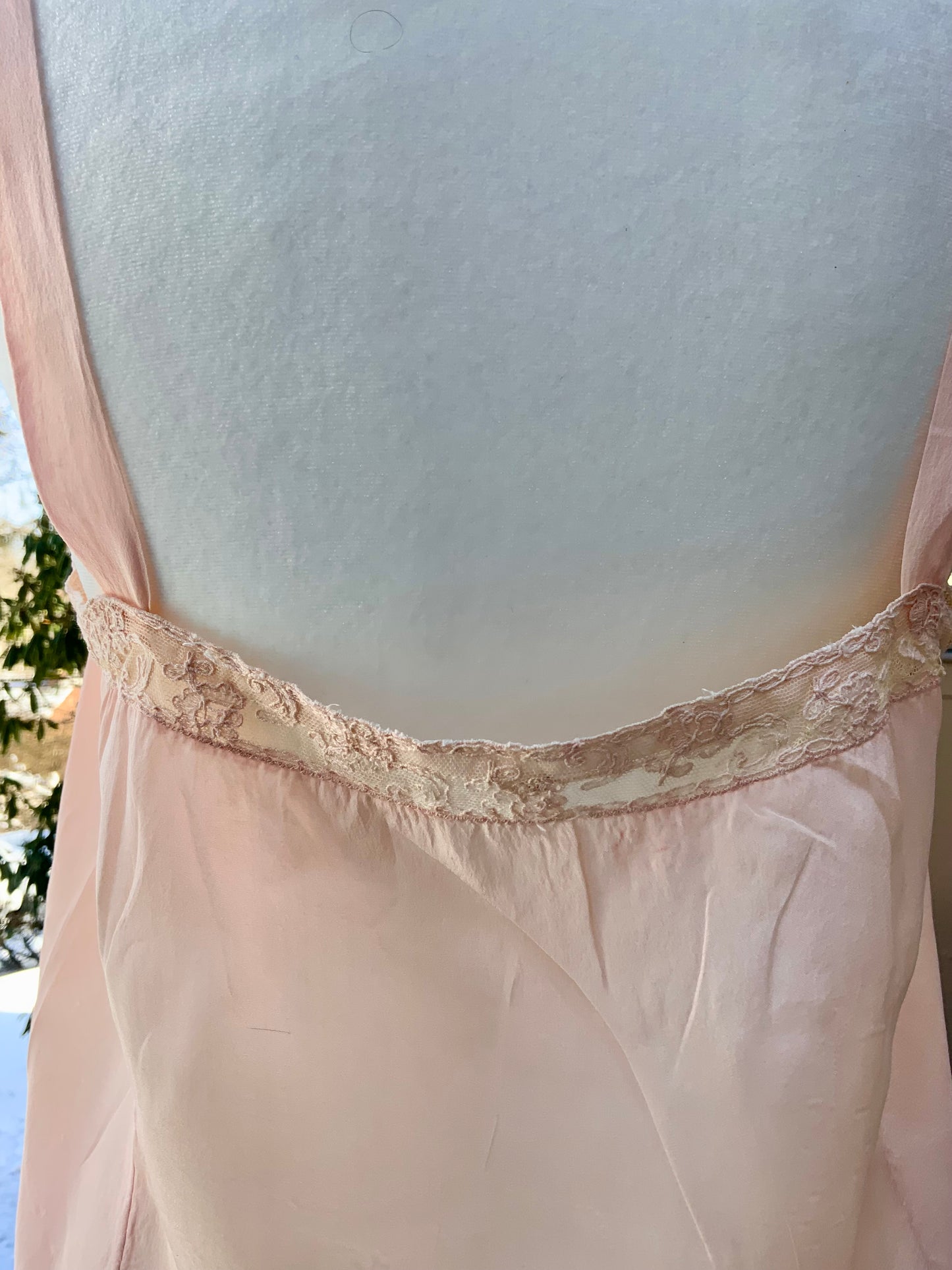 1920s–30s Blush Silk Teddy (Camiknicker) — Pure Silk Boudoir One-Piece with Lace Appliqué-20AL