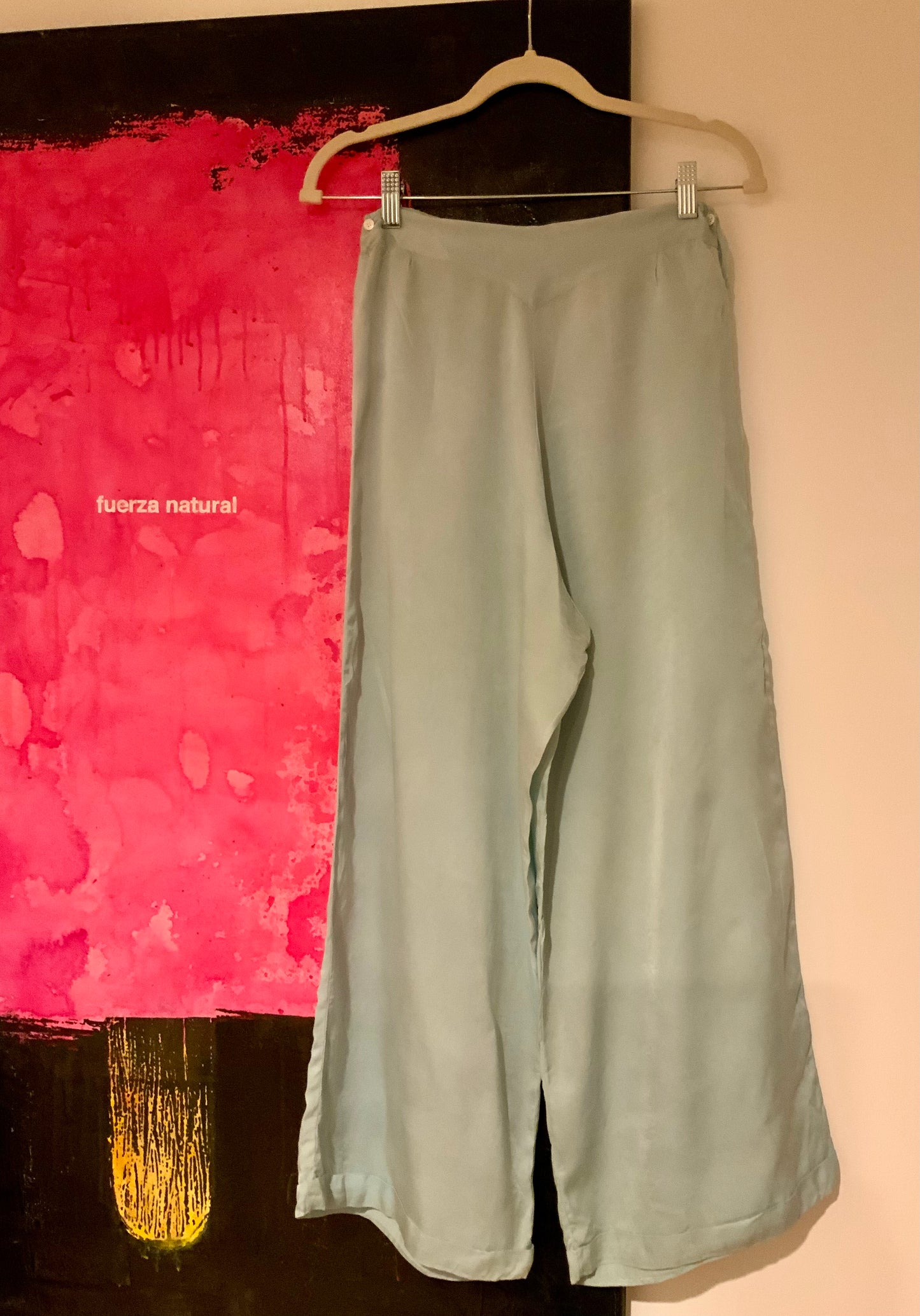 1930s Silk Pajama Pants – Pale Jade Vintage Lounge Trousers - 30AX