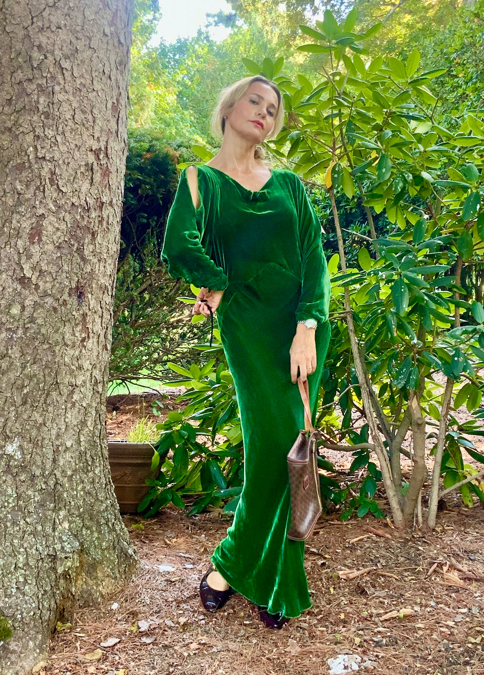 Green Velvet Evening Dress - Late 30s - 30AM