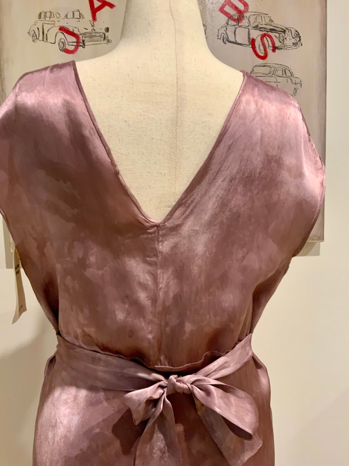 1930s Hand Dyed Mauve Bias Cut Evening Dress. Restyled Vintage Satin Gown.Embroidered Tulle.Lulu Boop Vintage-30CW