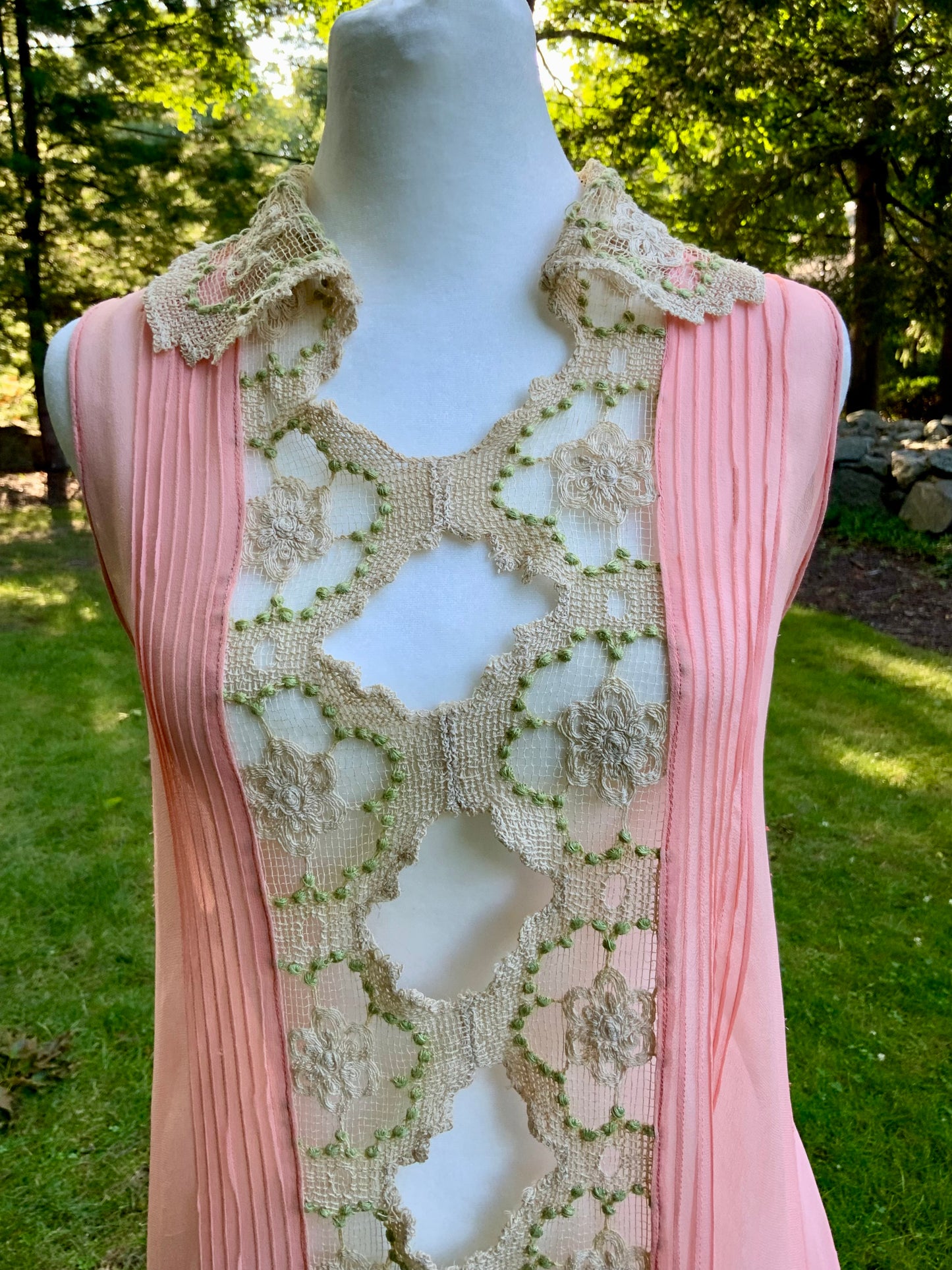 Rare 1920s Silk Chiffon Flapper Dress Art Deco Lace Dress Original Silk Slip Antique Pink Dress Vintage Restored with Vintage Appliqués. 20AS
