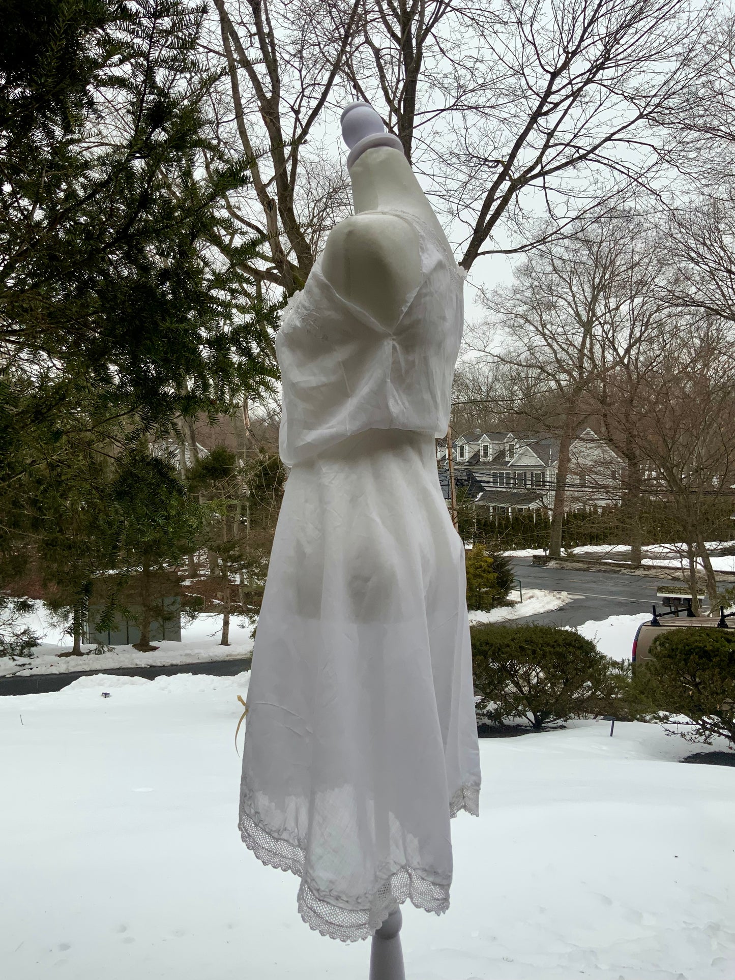 Edwardian Cotton Combination Undergarment with Lace Insets & Embroidery | Argentine Antique Lingerie | c.1910s-ED61