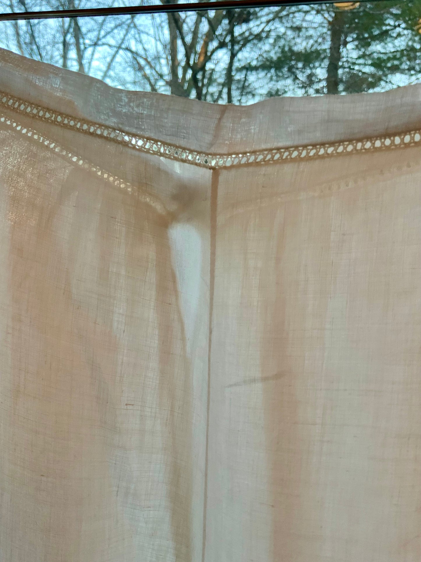 Antique Edwardian Cotton Bloomers c.1905–1915 | Filet Lace Ribbon Hem | Hand Monogram “AB” | Split Drawers Lingerie-ED69