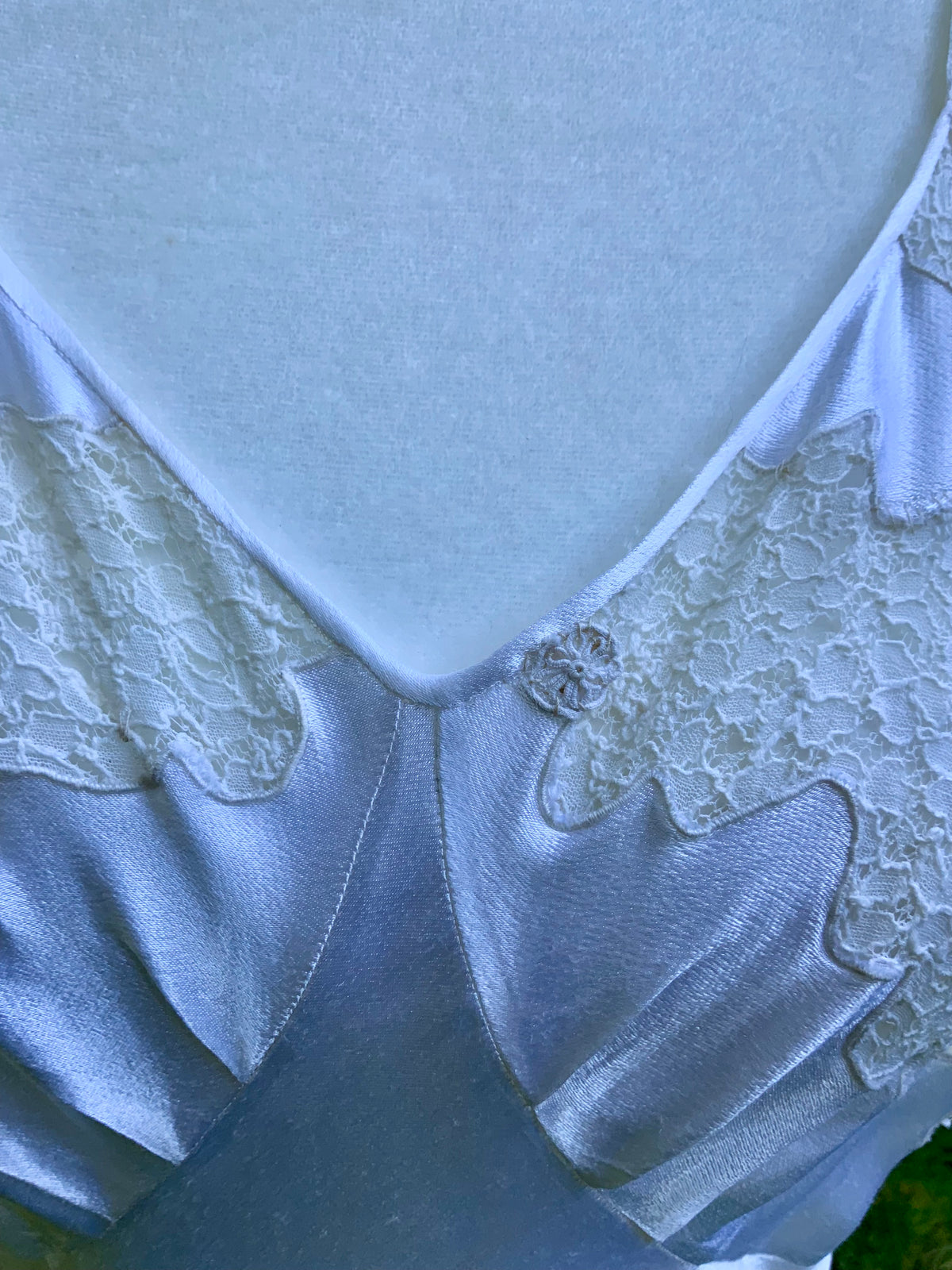 1930s Ivory Satin Bias Cut Slip Dress.40BY