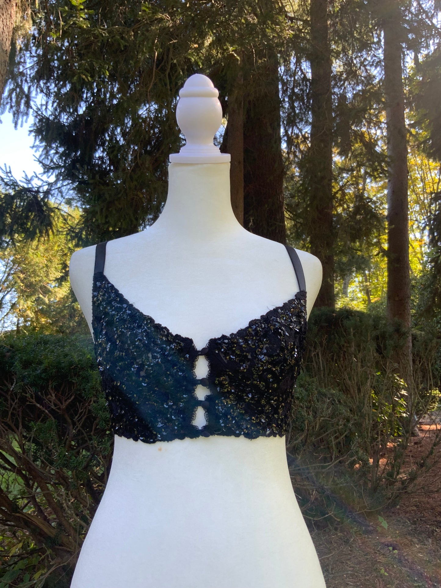 Rick Beach for Patti Capelli Black Sequined Bra Top - Late 70s/Early 80s - 80F