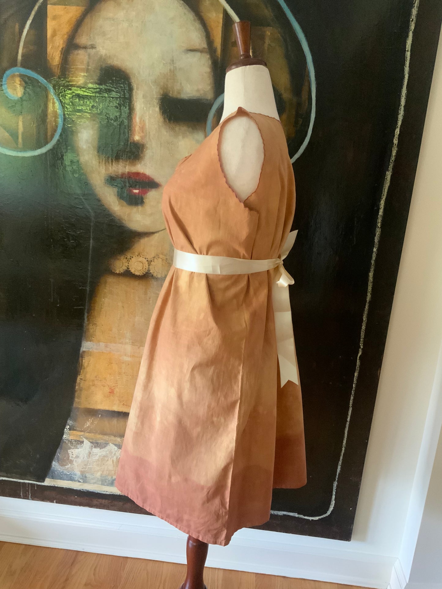 Antique Cotton Nightgown Purple Embroidery - 1910 - ED7