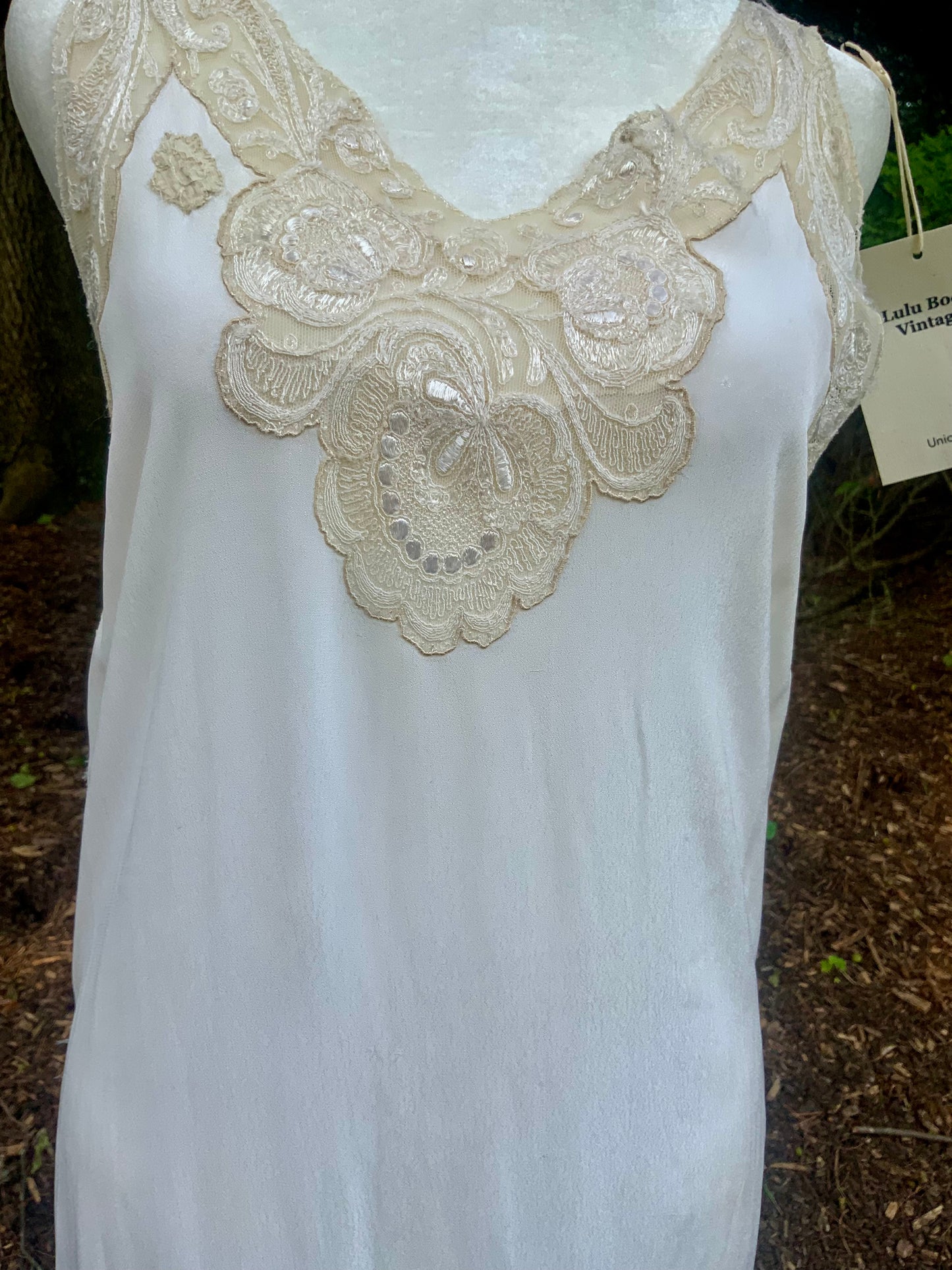 1930s Pure Silk Bridal Slip Dress Lace Bias Cut Wedding Gown Lingerie S/M-30BX
