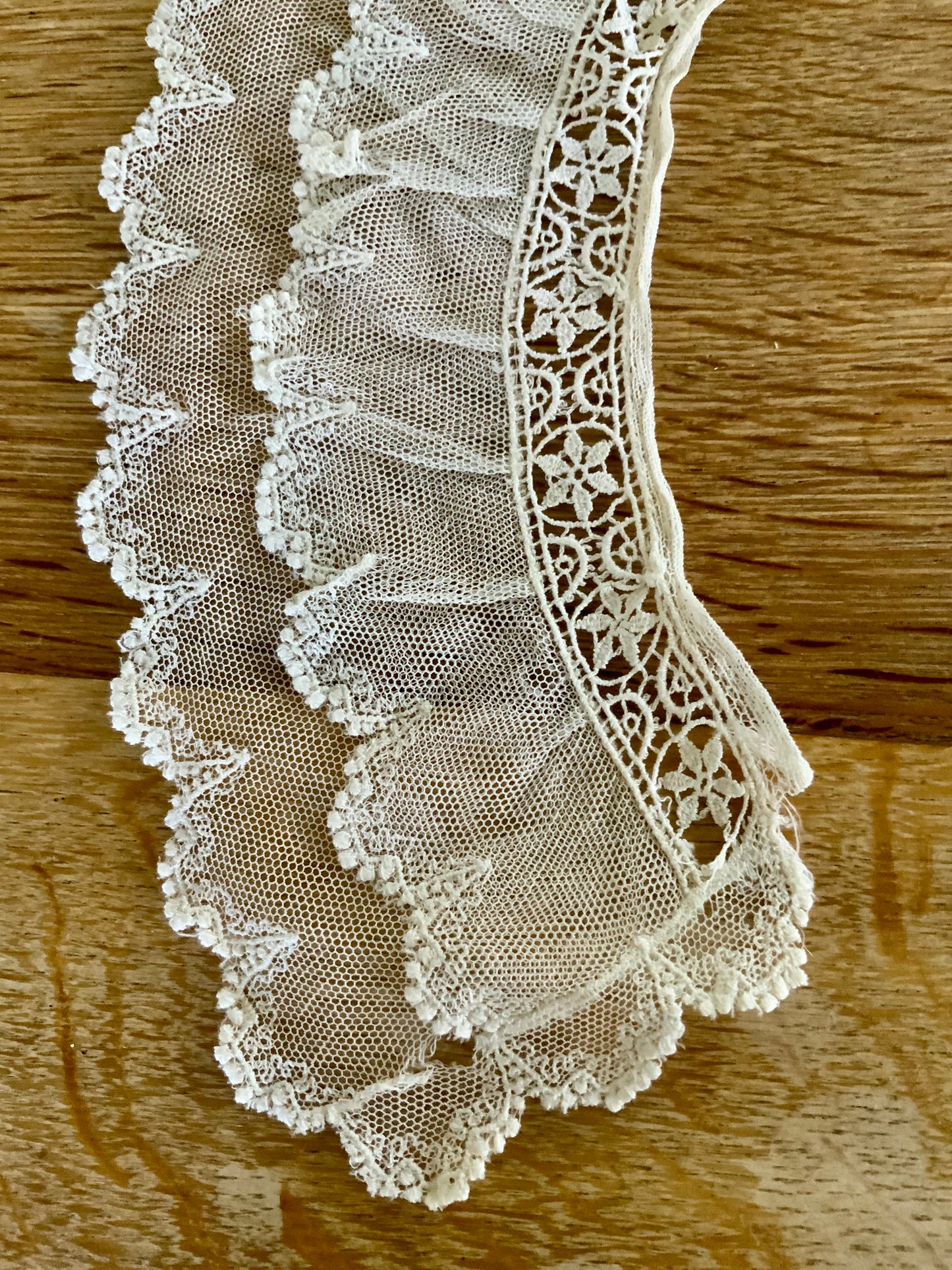 Antique Edwardian Lace Collar | Double Ruffle Net Lace Collar | Romantic Detachable Collar | Sheer Lace Neckpiece