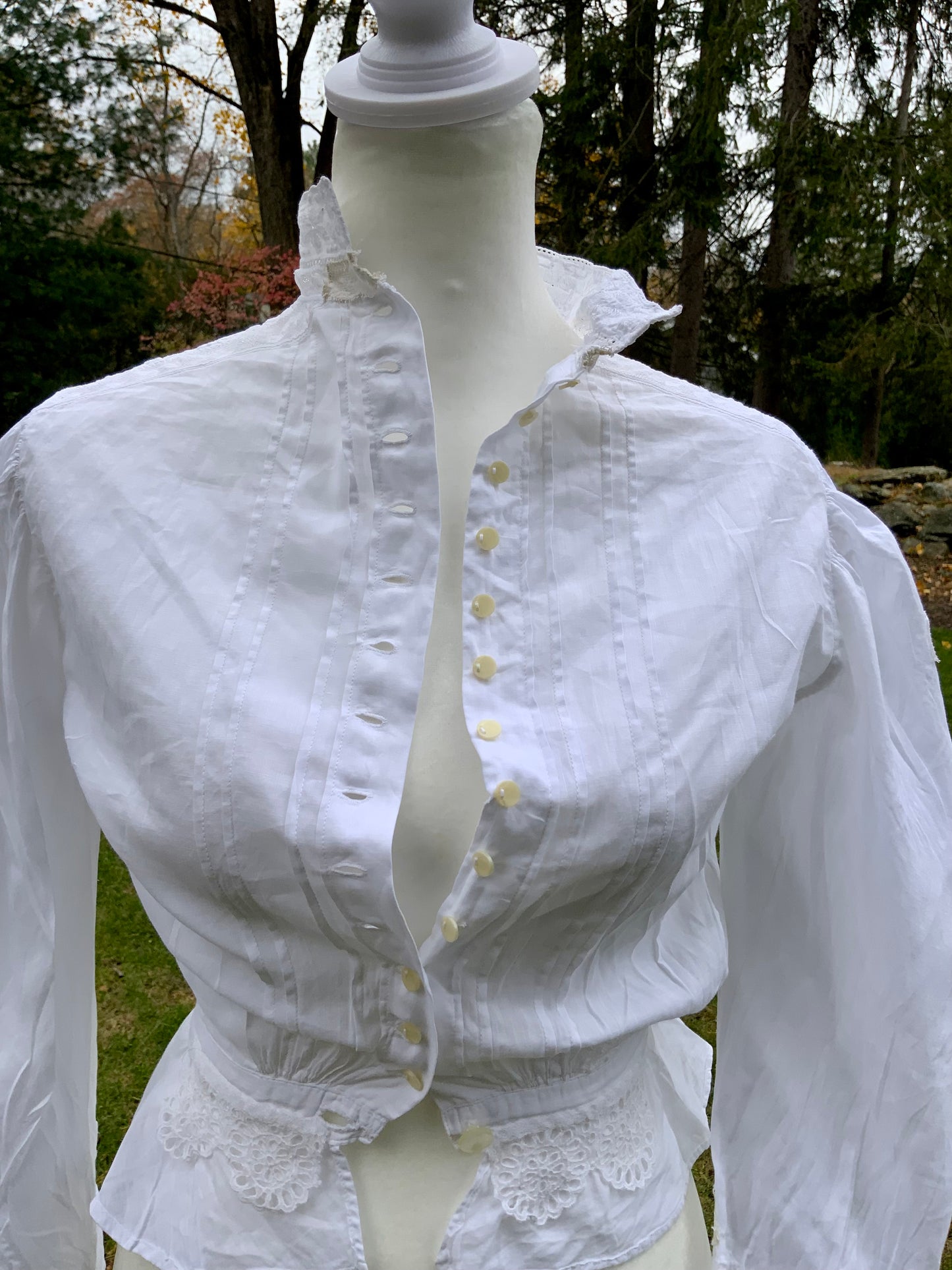 Edwardian White Cotton & Lace Shirtwaist (1905–1912) |ED34
