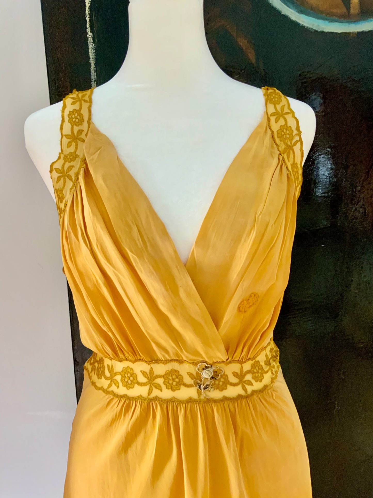 Hand Dyed Yellow Nightgown / Slip Dress - 50s - 50AX