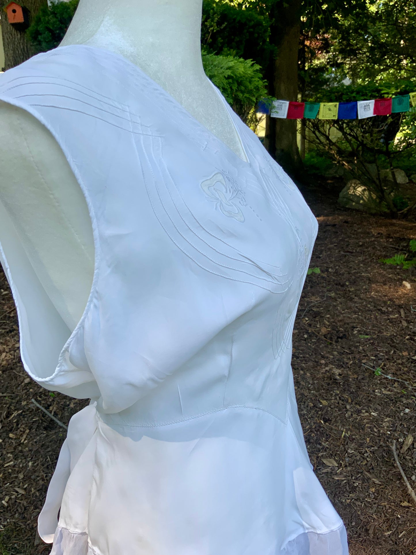 1930s Art Deco Embroidered Wrap Top | Reimagined from an Antique Nightgown-30DL