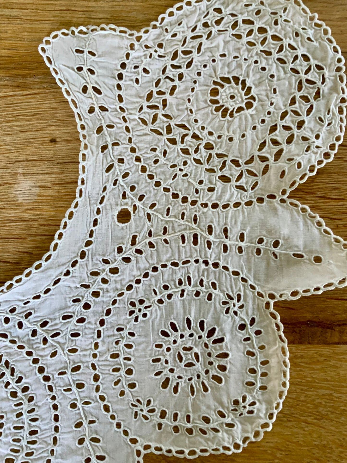 Antique Edwardian Cutwork Cotton Collar – Broderie Anglaise Embroidered Detachable Collar