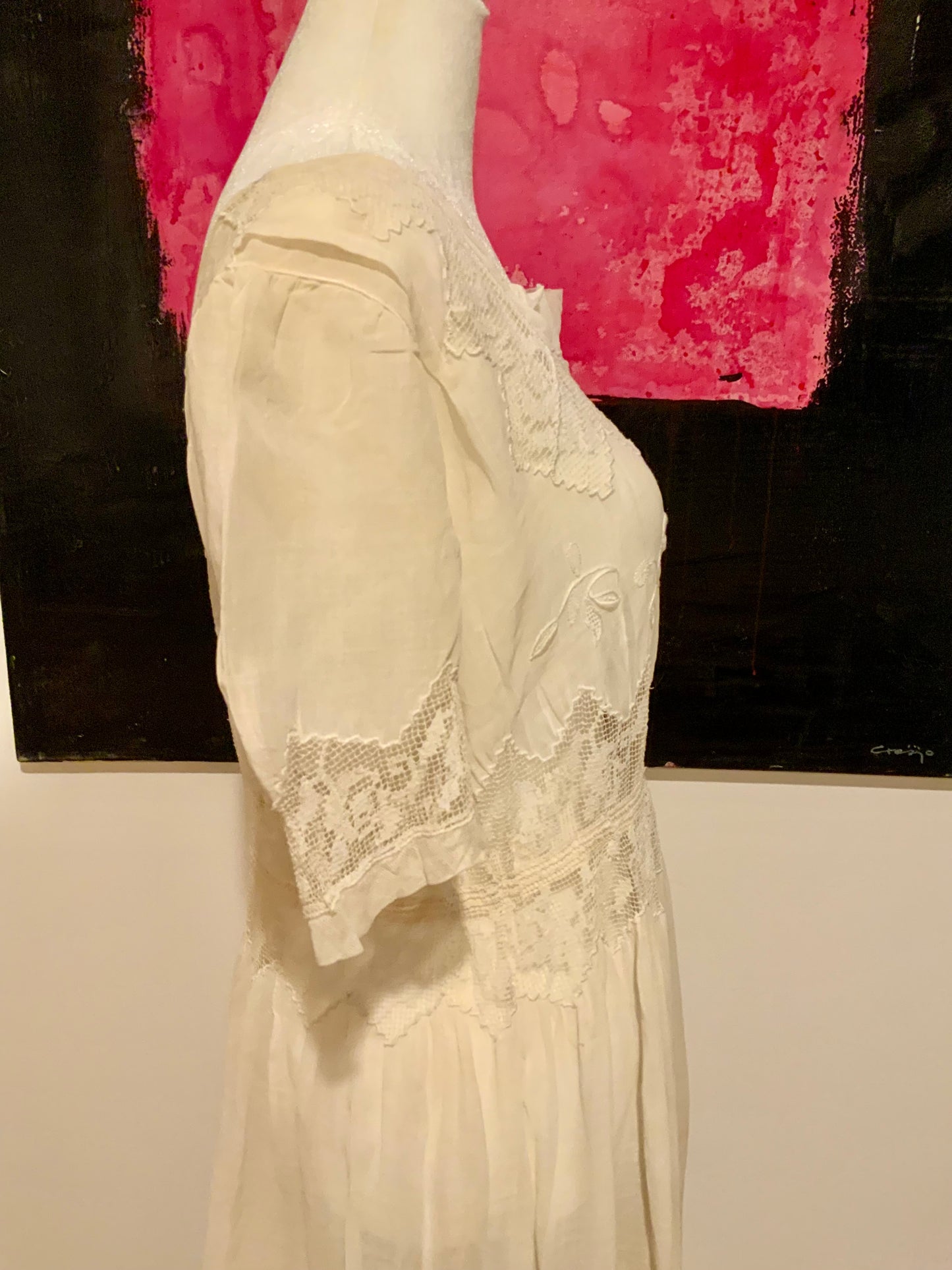 Edwardian Tea Dress in with Handmade Lace & Embroidery | c.1905–1915 - ED30