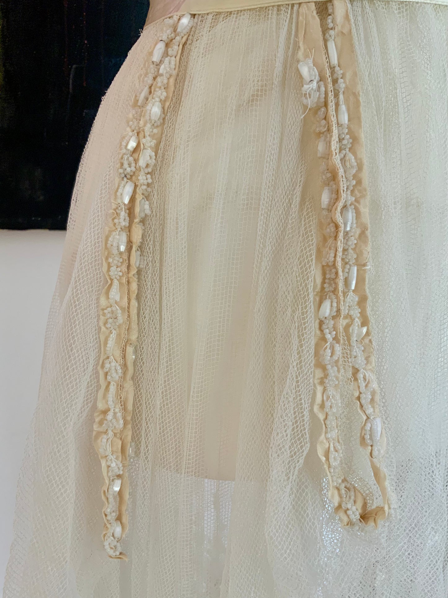 Antique Tulle Dress -Filet Lace – Early 1900s – ED40