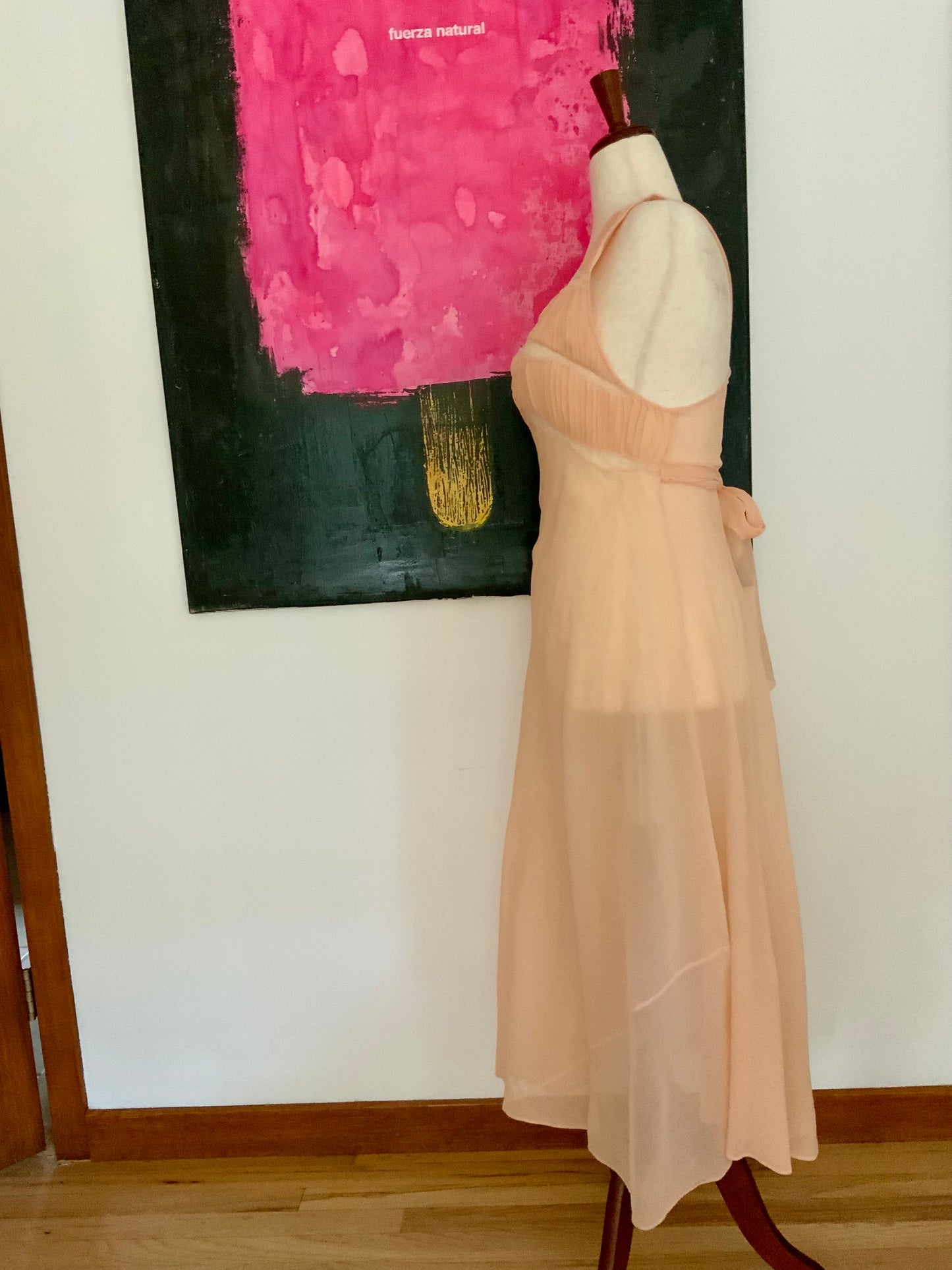 Untit 1930s Pleated Chiffon & Lace Silk Nightgown – Old Hollywood -1938/1942 - 30AN