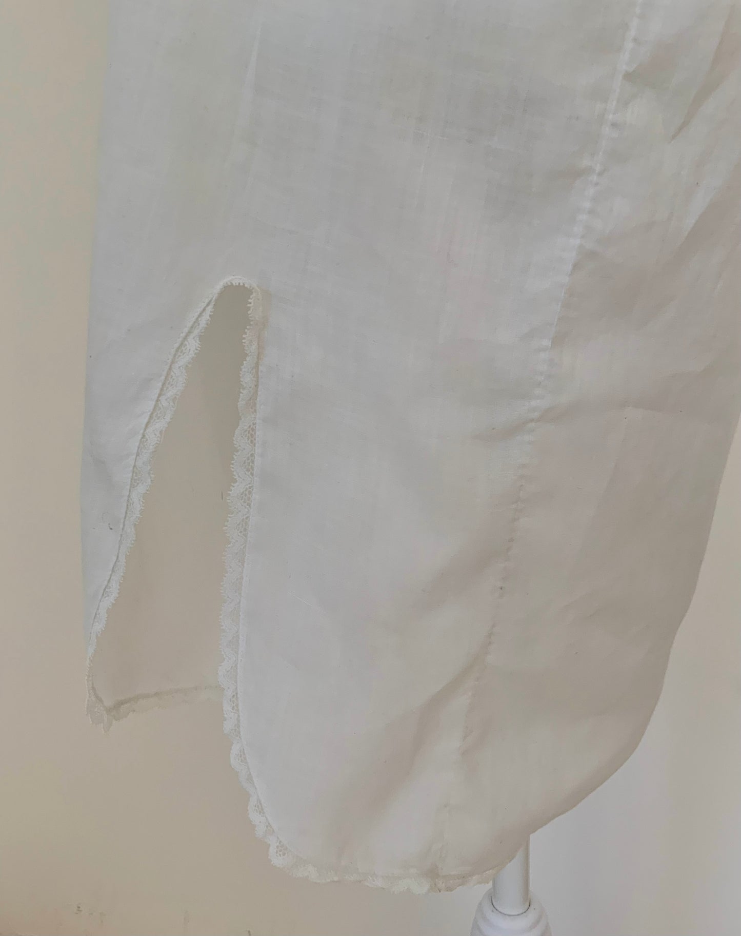 Edwardian Cotton Batiste Teddy | Antique Embroidered Sheer Band Step-In with Lace Appliqué-ED53