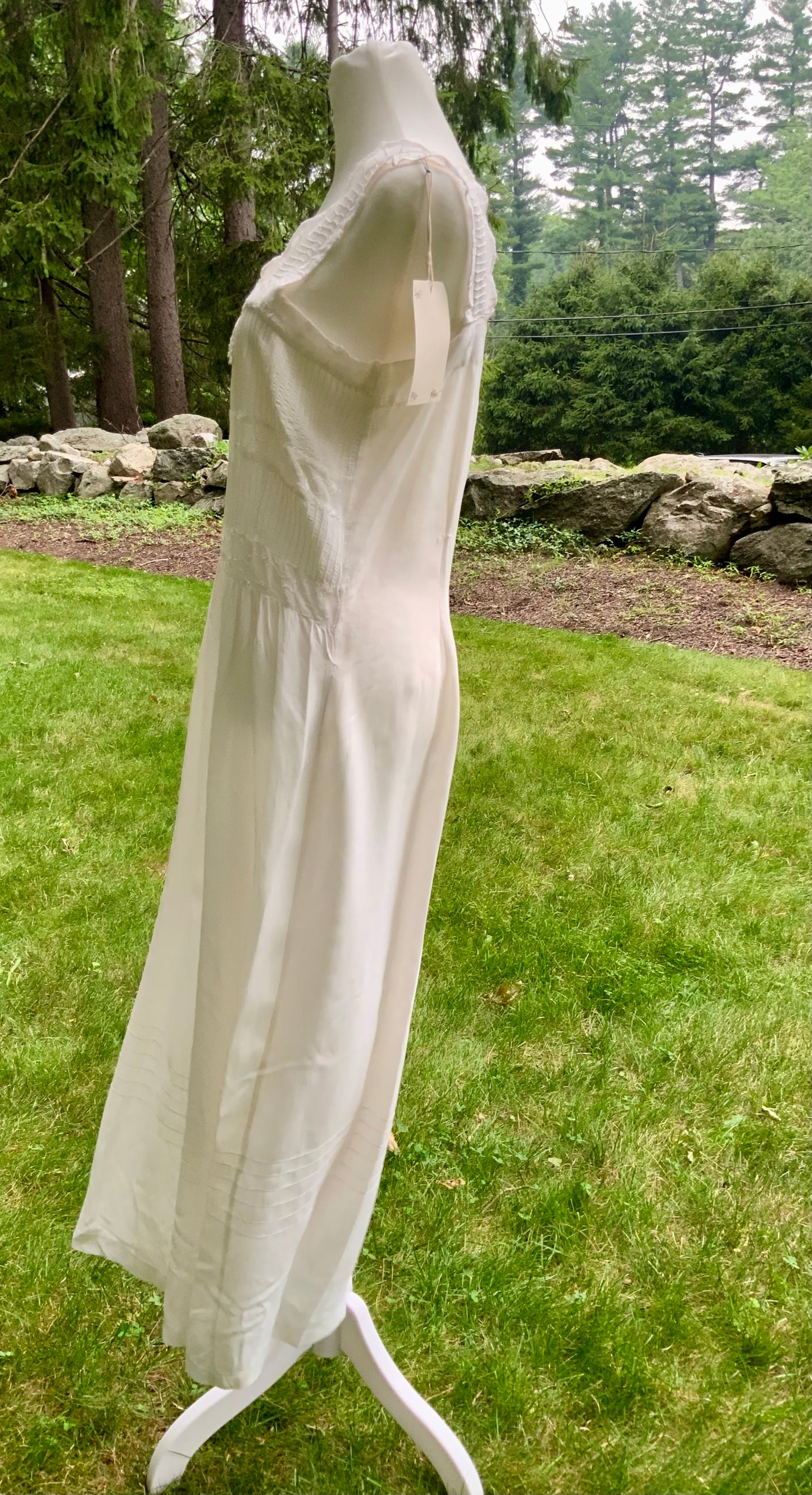 Antique Bridal Boudoir Dress | Late 1920s Silk Slip Dress | Art Deco Pintucks & Embroidered Lace
-40BI