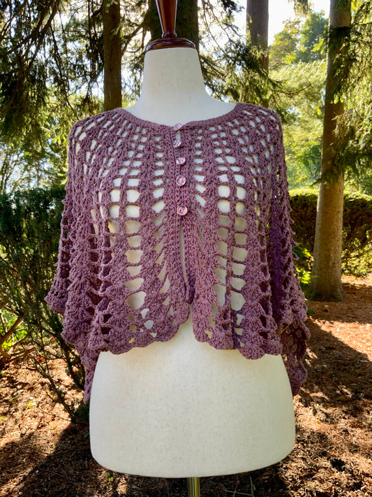 Hand Dyed Crochet Knit Capelet - 70s - 70Wa