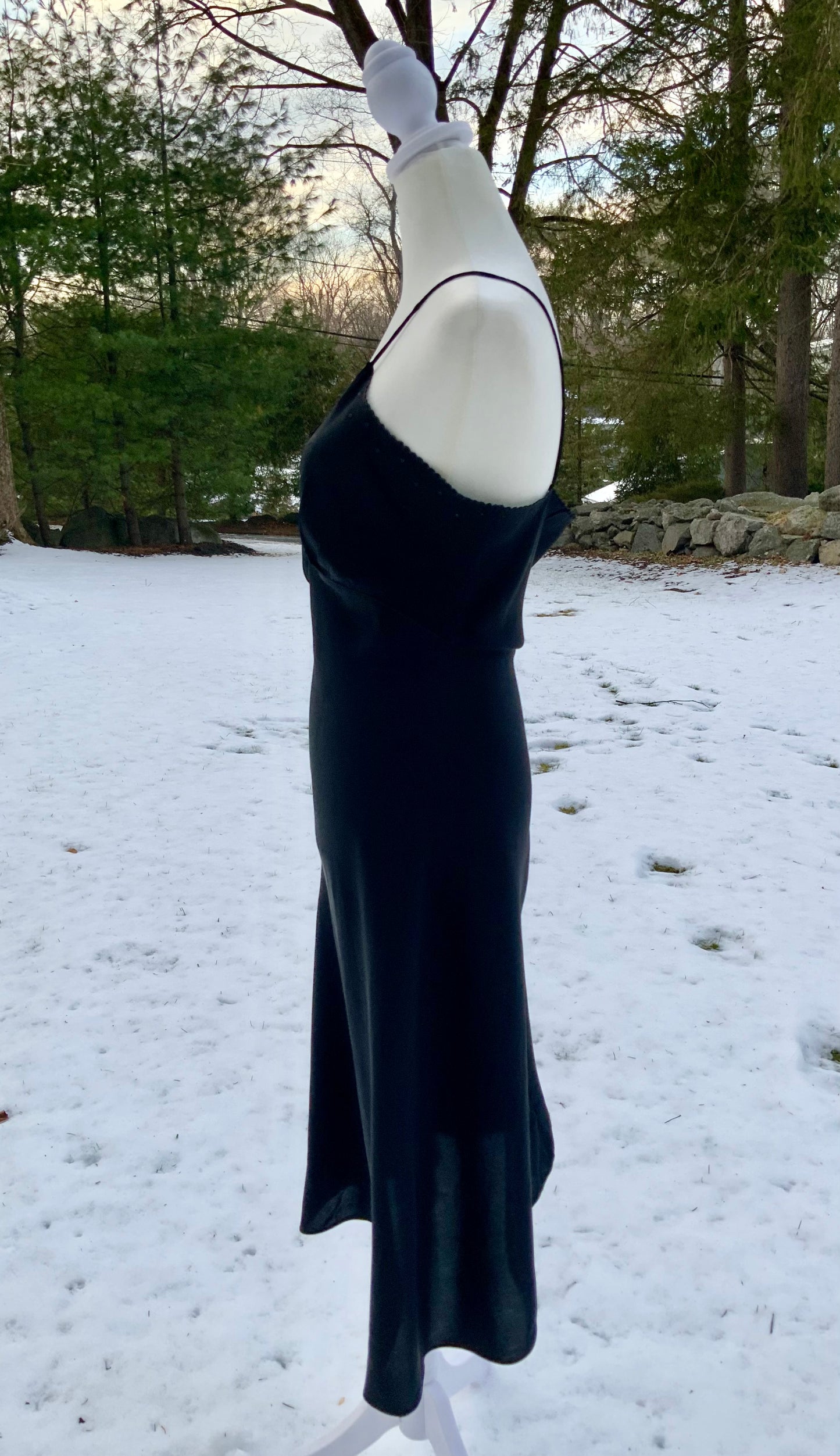 Rare 1940s Bias-Cut Black Silk Slip Dress | Old Hollywood Elegance-40AS