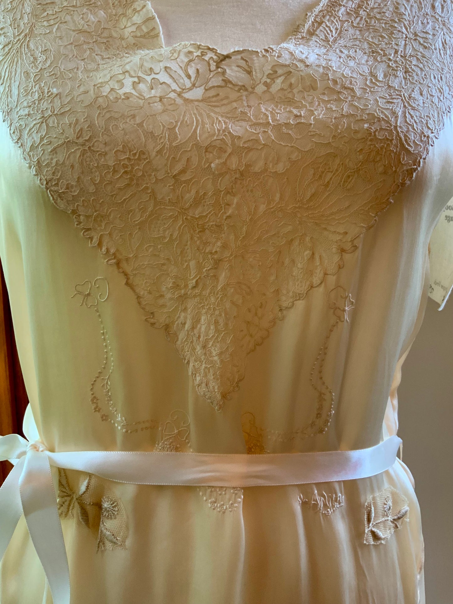 Anita’s Embroidered Pure Silk Nightgown / Slip Dress- 20s - 20R