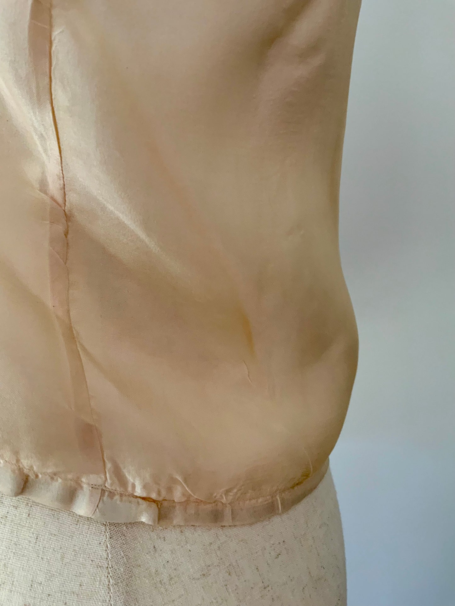 Antique Edwardian Silk Lingerie Camisole with Lace & Rosette Details | Circa 1905–1915-ED44