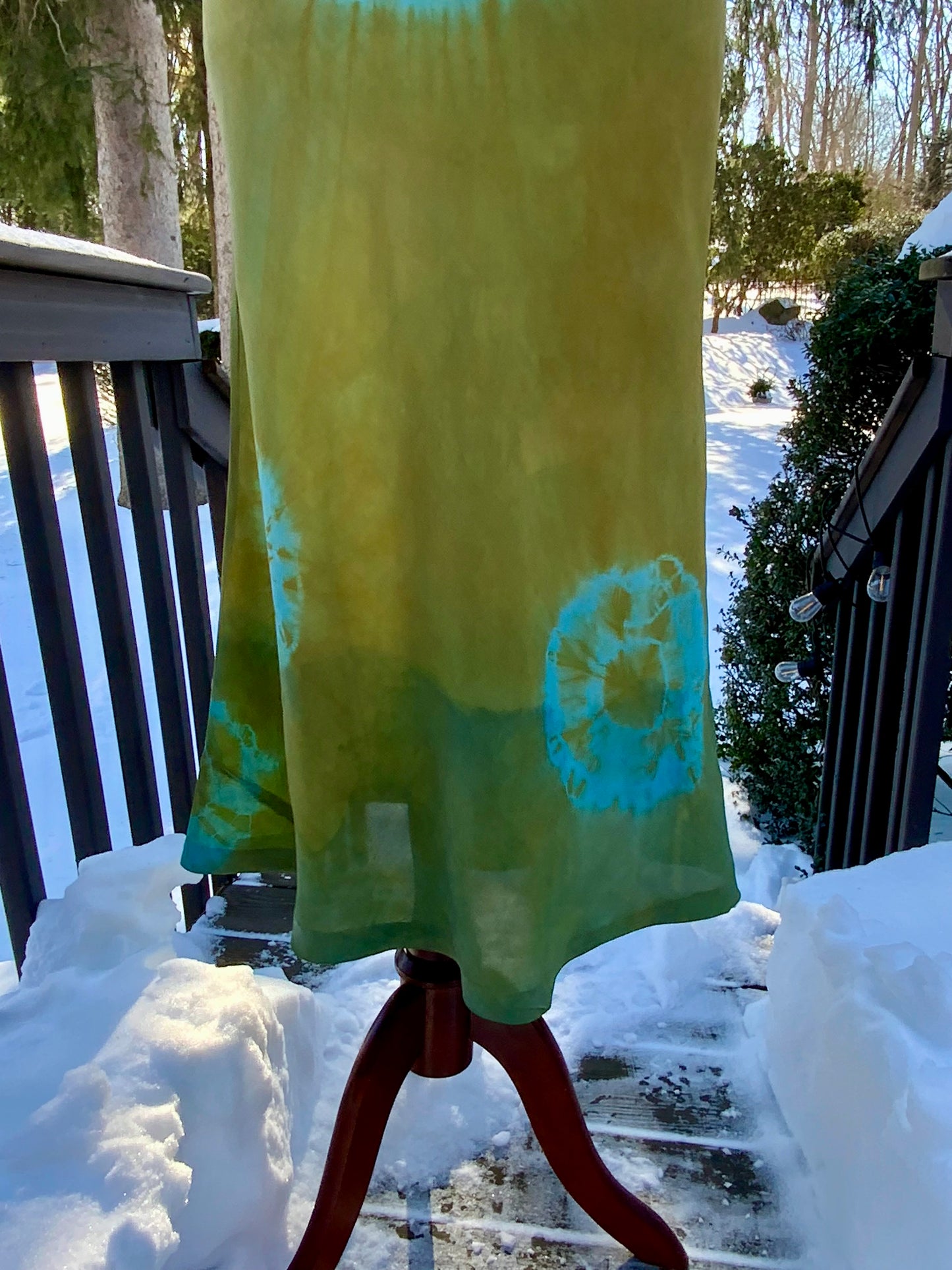 (Copy) Hand-Dyed Vintage Silk Dress – Olive & Aqua Patina | One of a Kind Atelier Piece (1930s–40s)-40B6