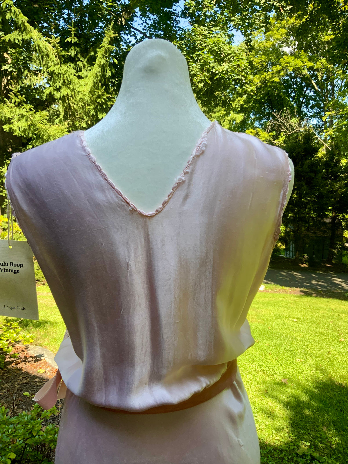 1930s Blush Pink Satin Nightgown with Sheer Embroidered Bodice.30CK