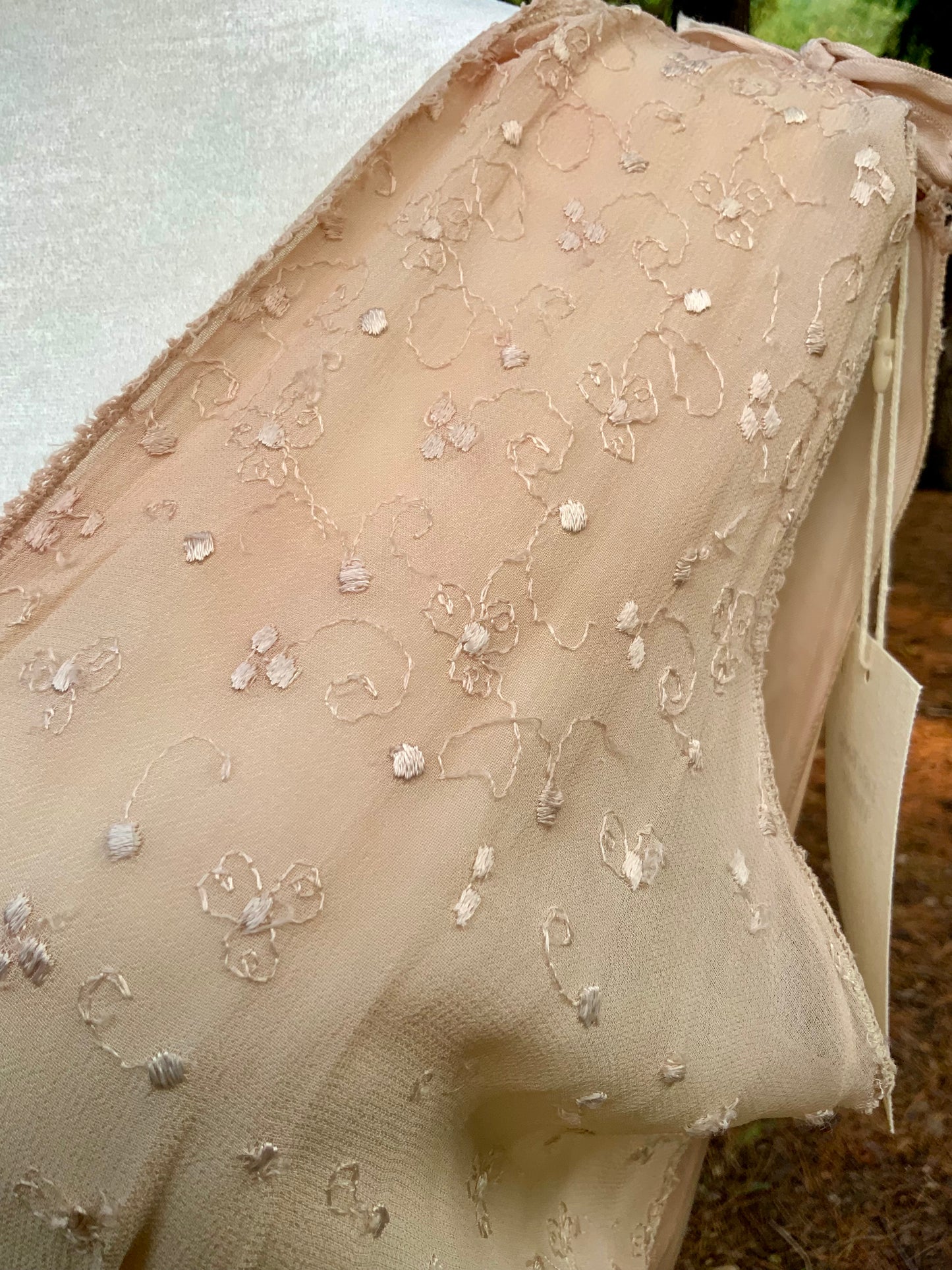 Late 1930s Tea Dyed Champagne Satin Gown Hollywood Glamour Vintage Bridal Slip Dress Boudoir-40BM