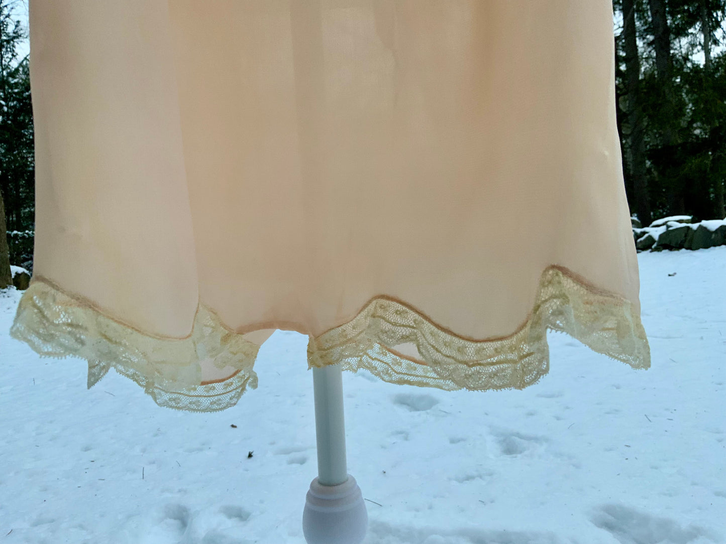 Circa 1912–1918 Blush Pink Silk Chiffon Teddy with Antique Lace – Edwardian Boudoir Lingerie-ED47