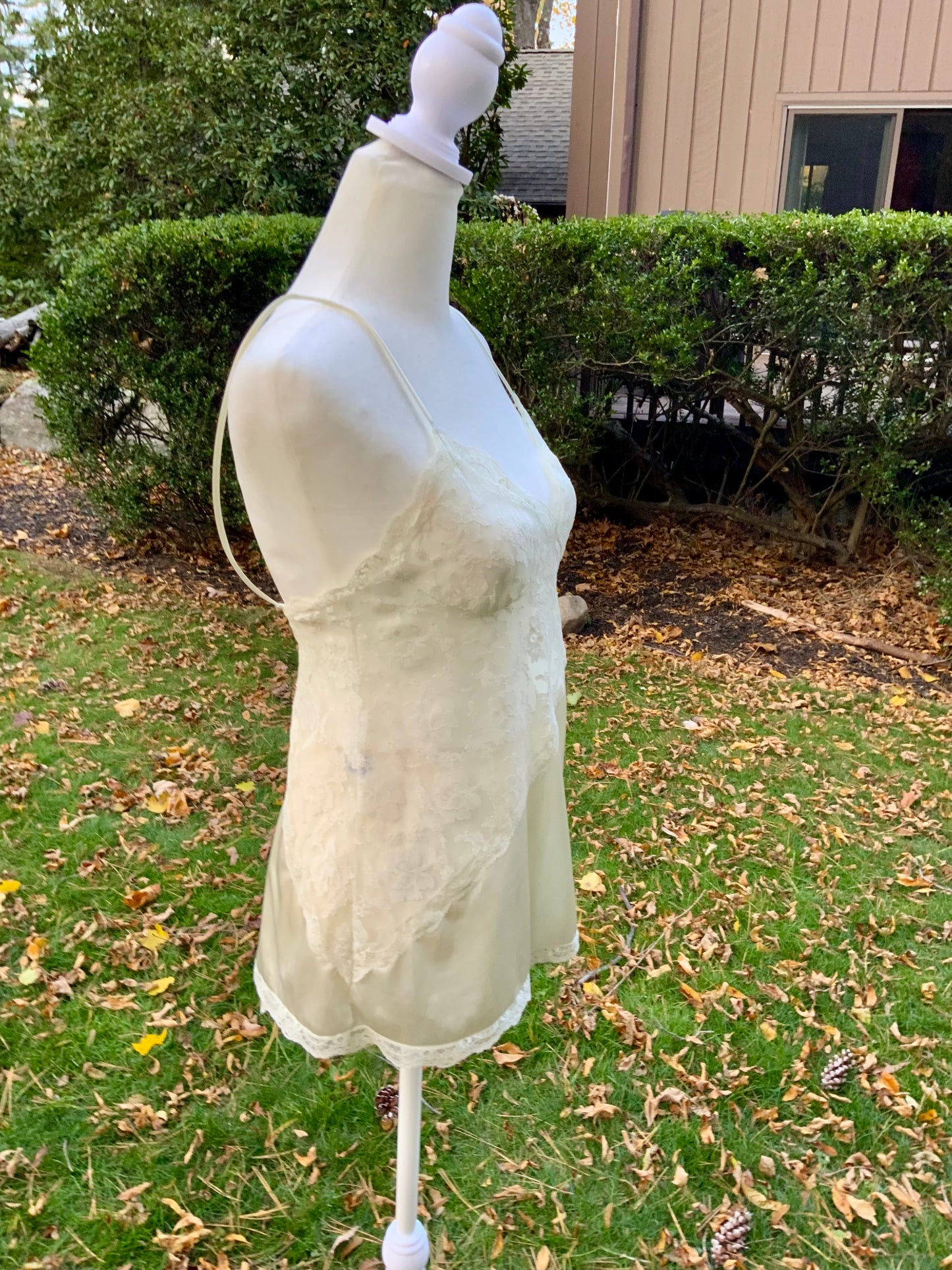 Vintage Bob Mackie for Glydons Ivory Lace & Satin Teddy | Late 1970s Designer Lingerie- 70X