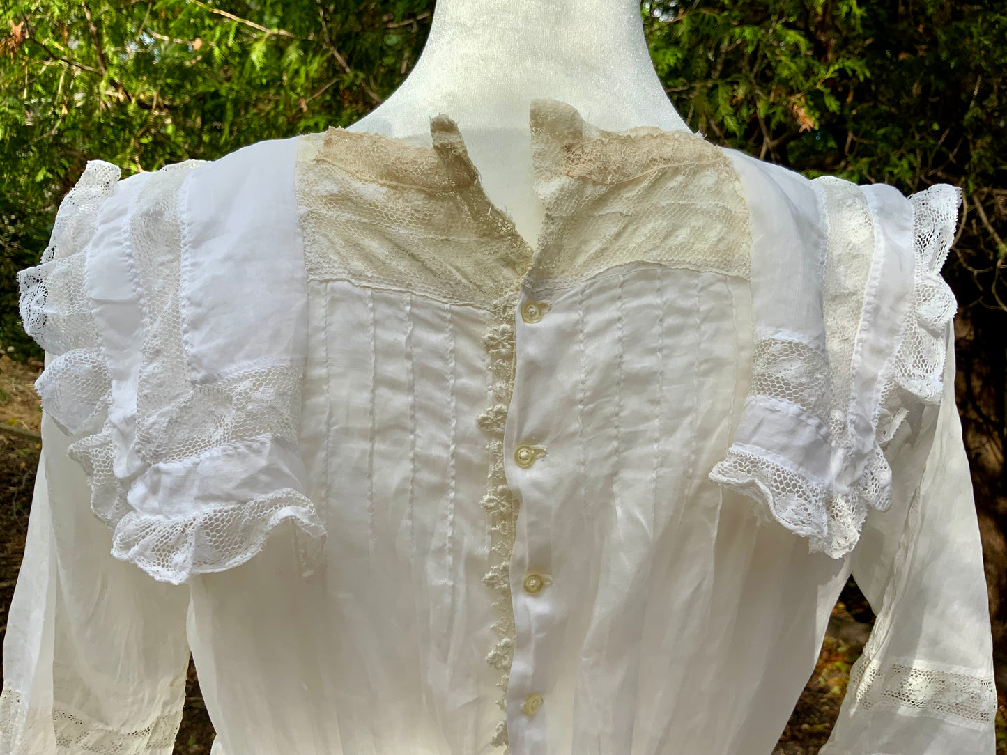 Edwardian Antique White Lawn Dress 1905–1915 • Bridal / Garden Party- ED35