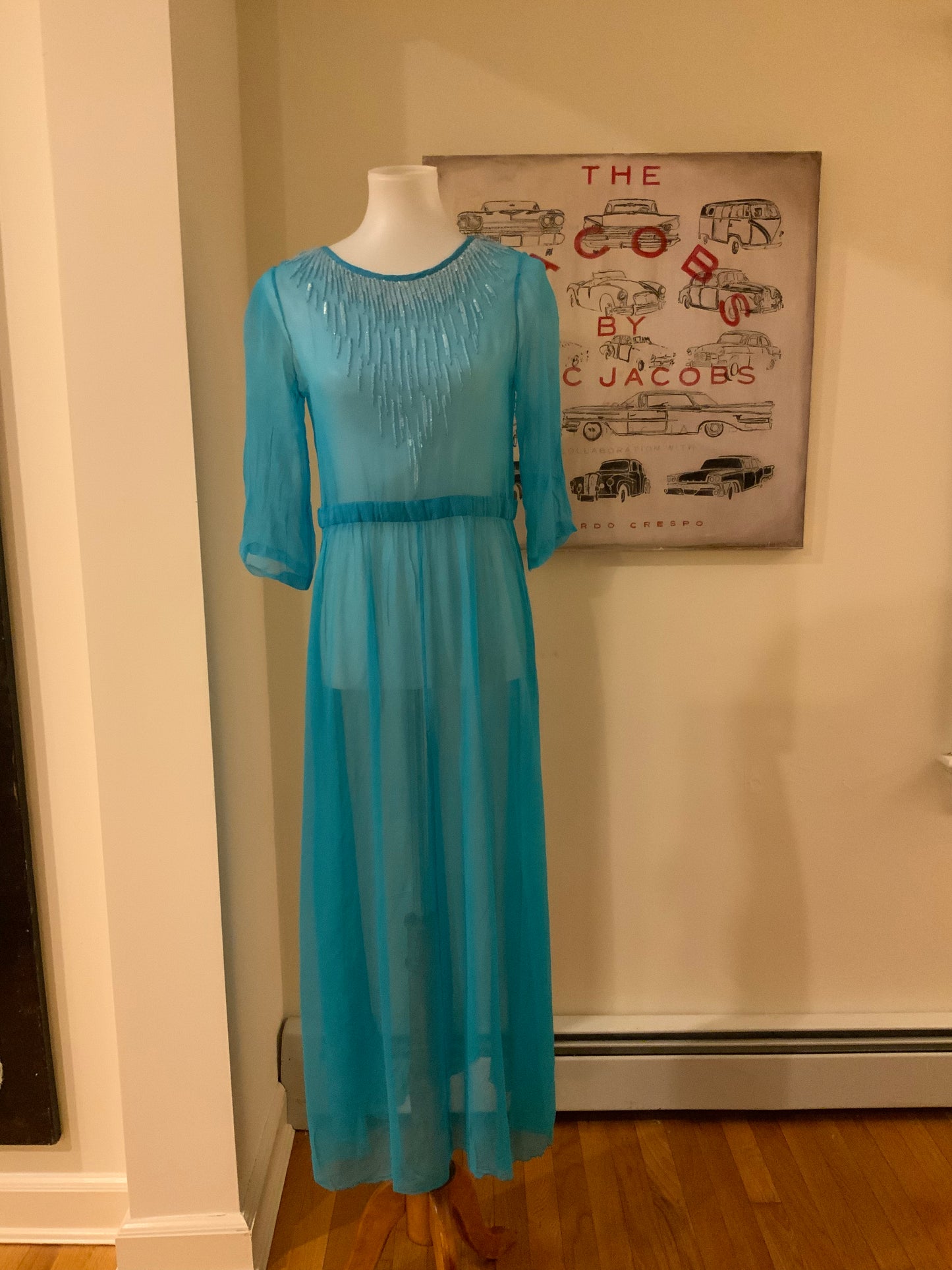 Turquoise Sheer Dress - 30s