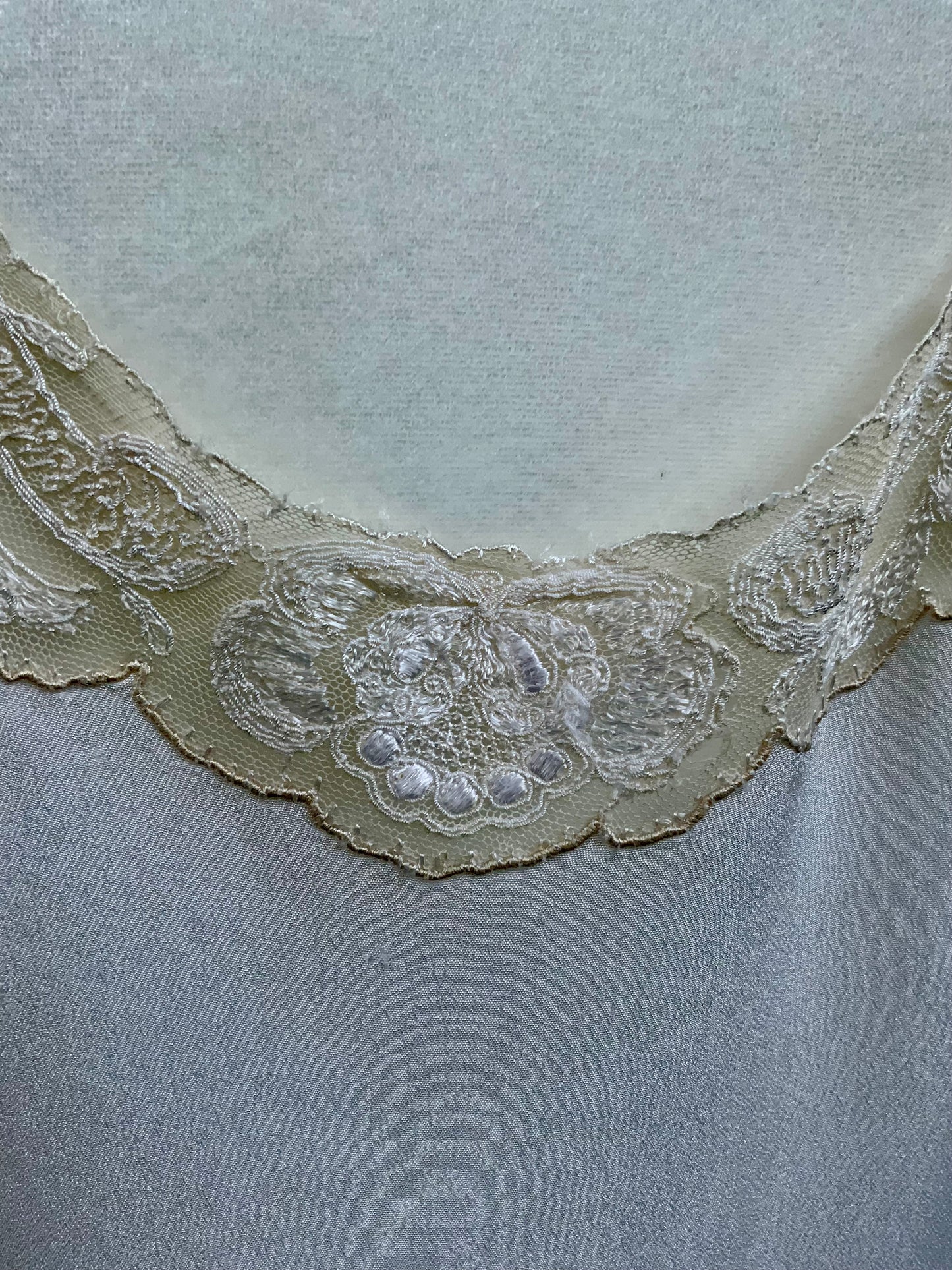 1930s Pure Silk Bridal Slip Dress Lace Bias Cut Wedding Gown Lingerie S/M-30BX