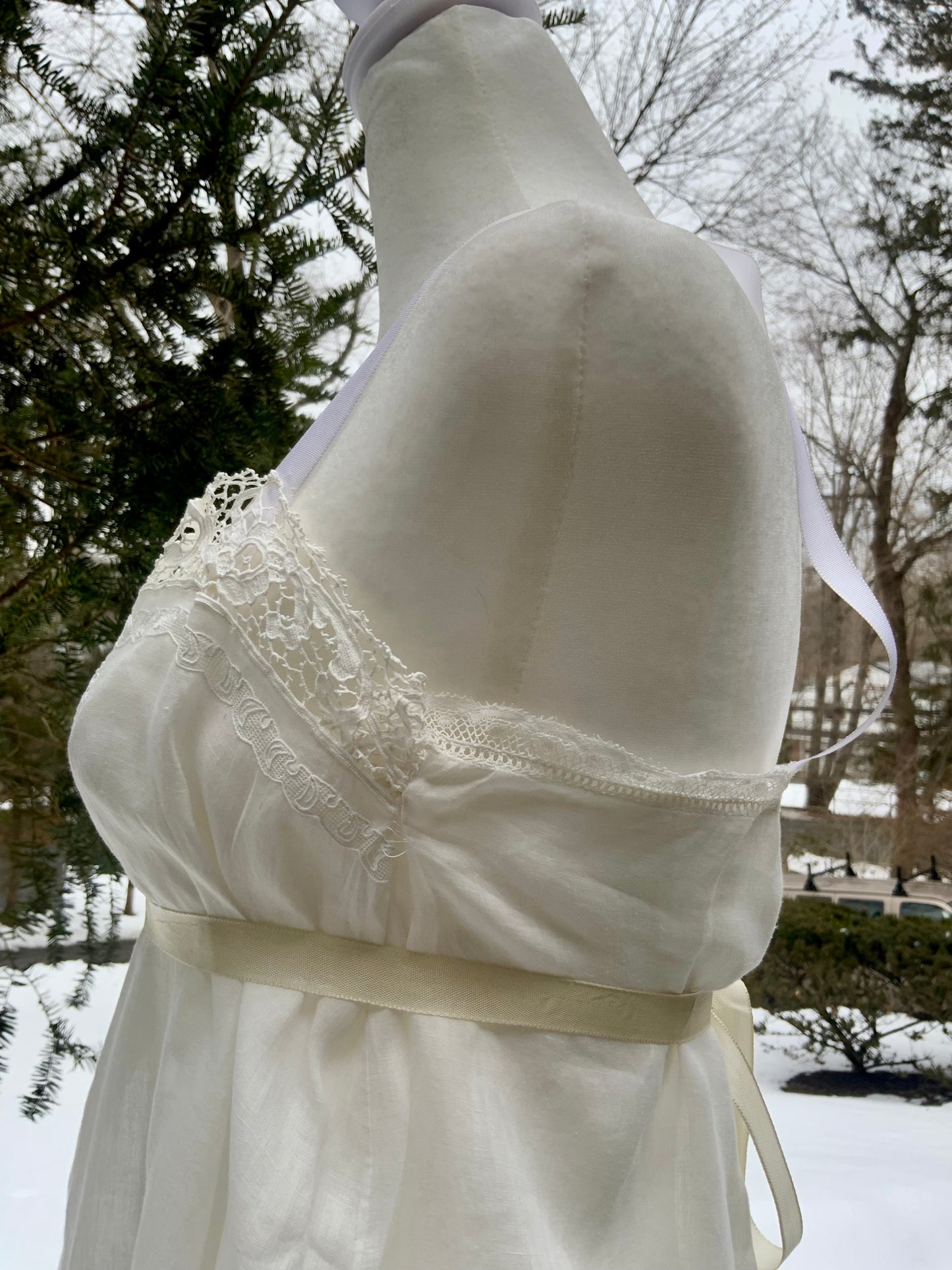 Edwardian Argentine Monogrammed Cotton Slip Dress with Embroidered Birds | “Pochola” | Antique Lace Lingerie c.1910s
-ED59