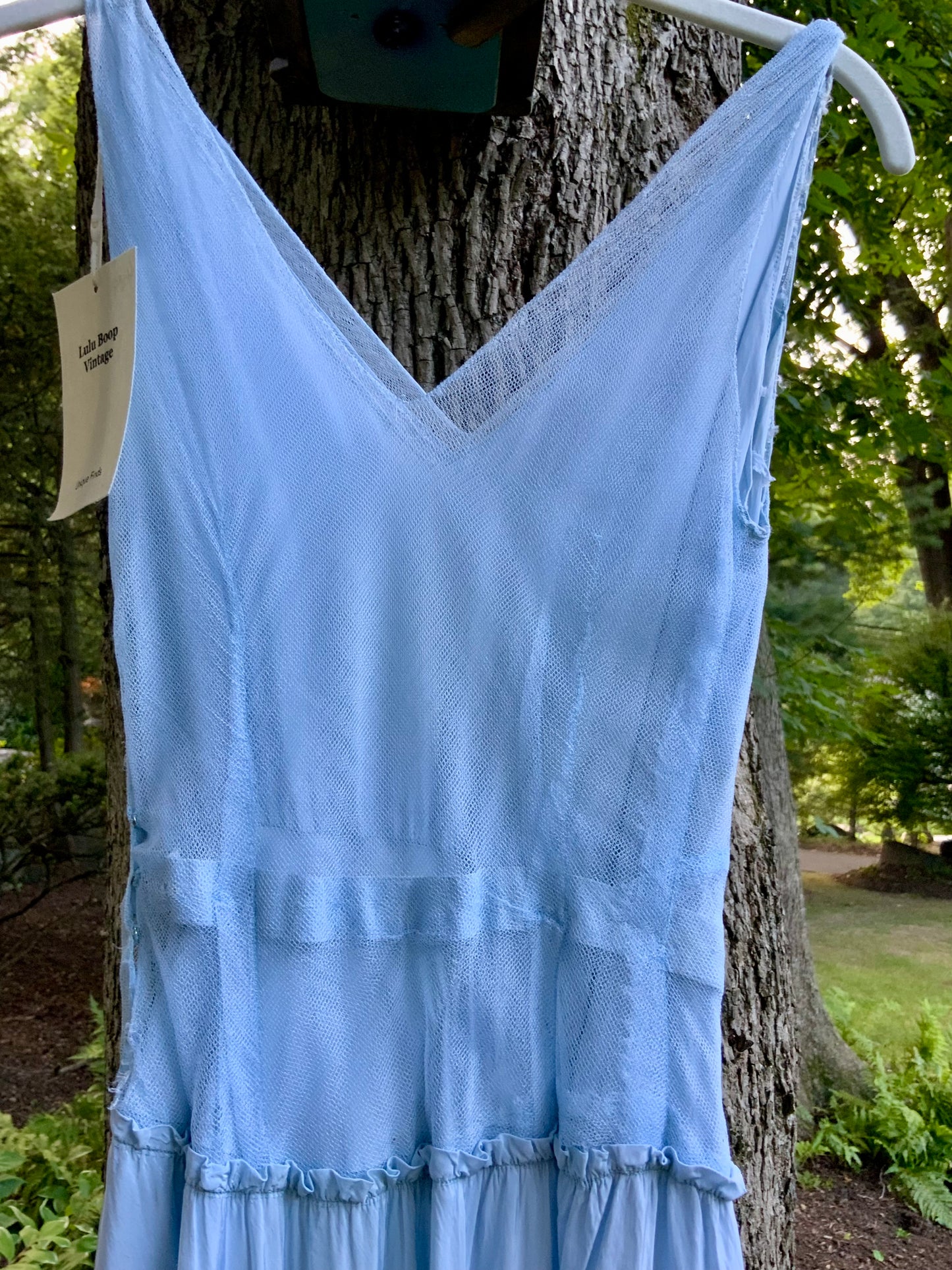 Rare 1930s Powder Blue Tulle & Satin Evening Gown | Bias Cut Skirt | XXS.40BQ