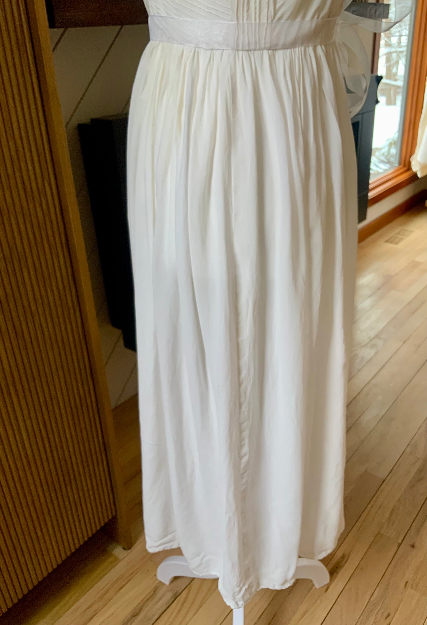 1930s Chiffon Lingerie Dress — Antique Ivory Embroidered Boudoir Gown with Butterfly Motif-30BE