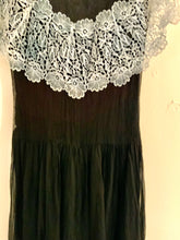 Black Evening Gown with Crochet Lace Collar - 40s