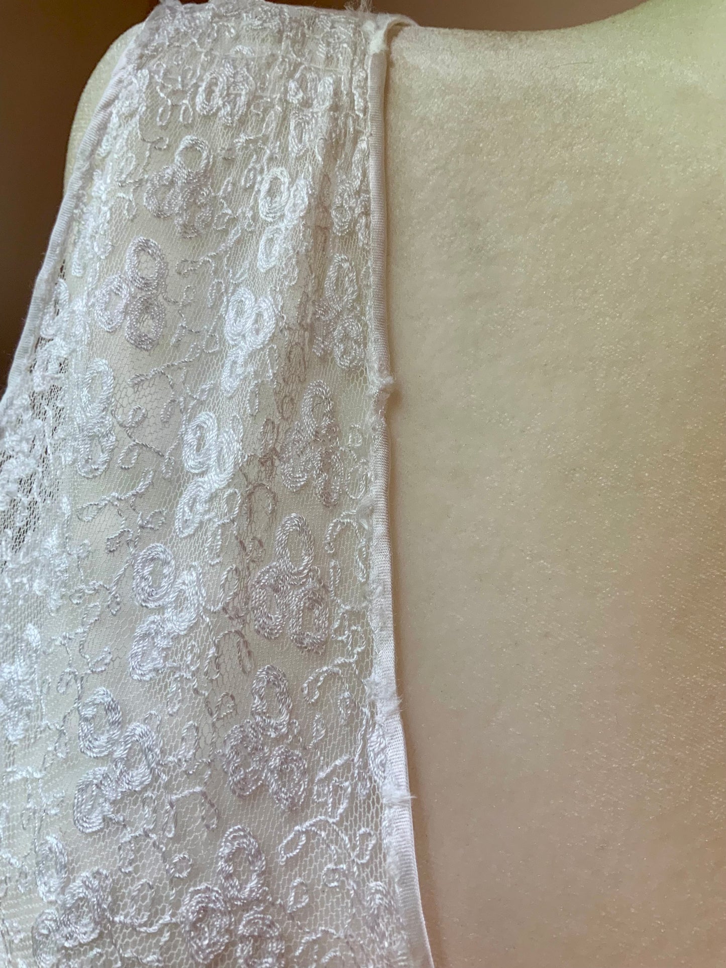 1930s Bridal Boudoir Gown | White Silk Satin Bias Cut Nightgown | Embroidered Lace Bodice | Old Hollywood Lingerie-30DH