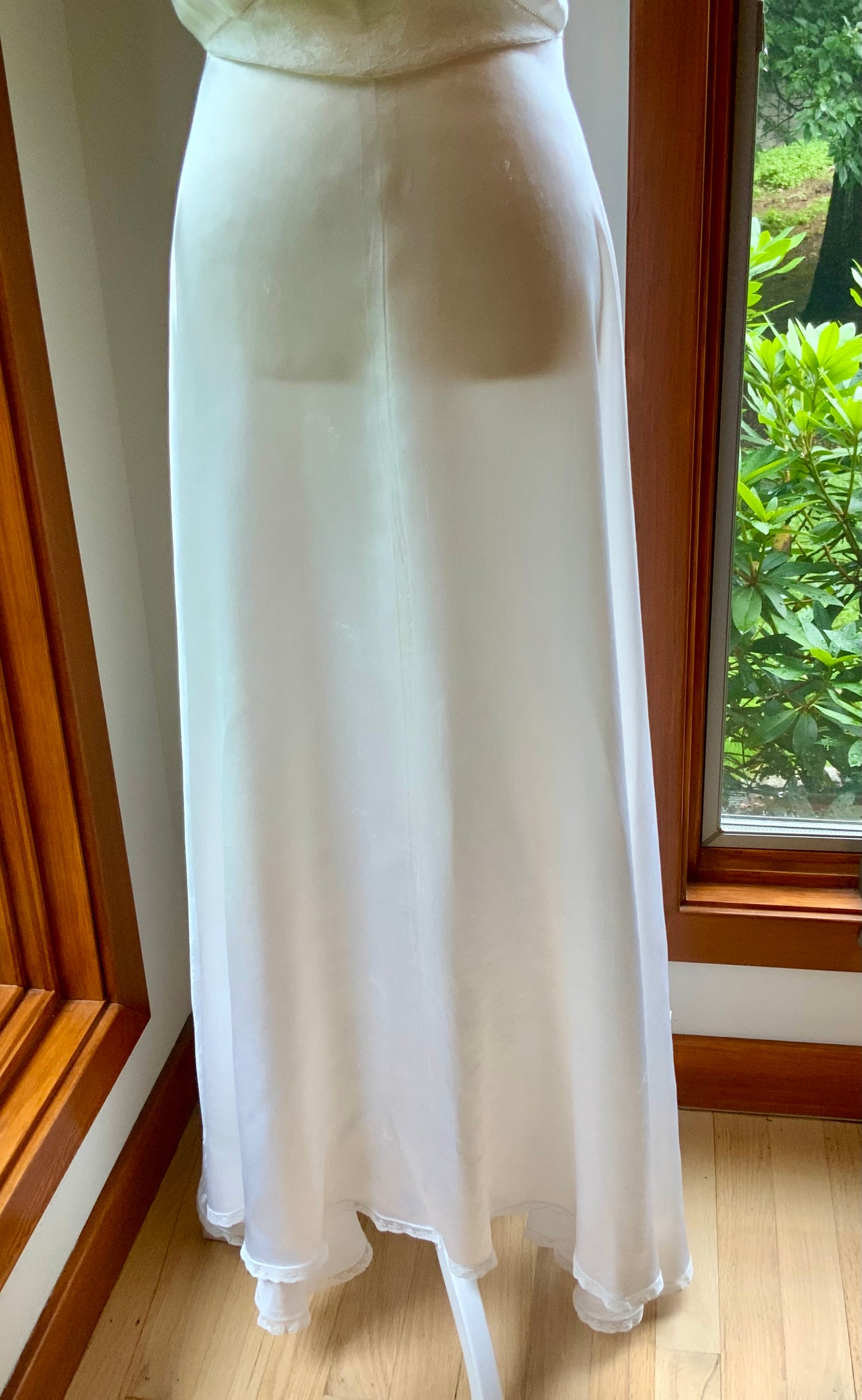 1930s Ivory Satin Bridal Lounge Set | Bias Cut Skirt & Lace Blouson Top | Romantic Two-Piece Ensemble