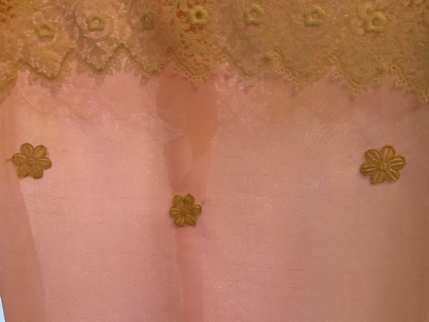 1970s Pink Lace Hostess Gown with Sheer Sleeves - 70BC
