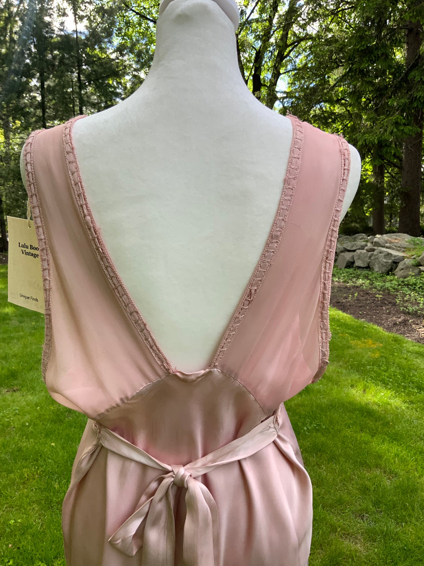 One of a Kind Hand Dyed 1930s Silk Satin Gown | Peach Nude Antique Slip Dress-30CE