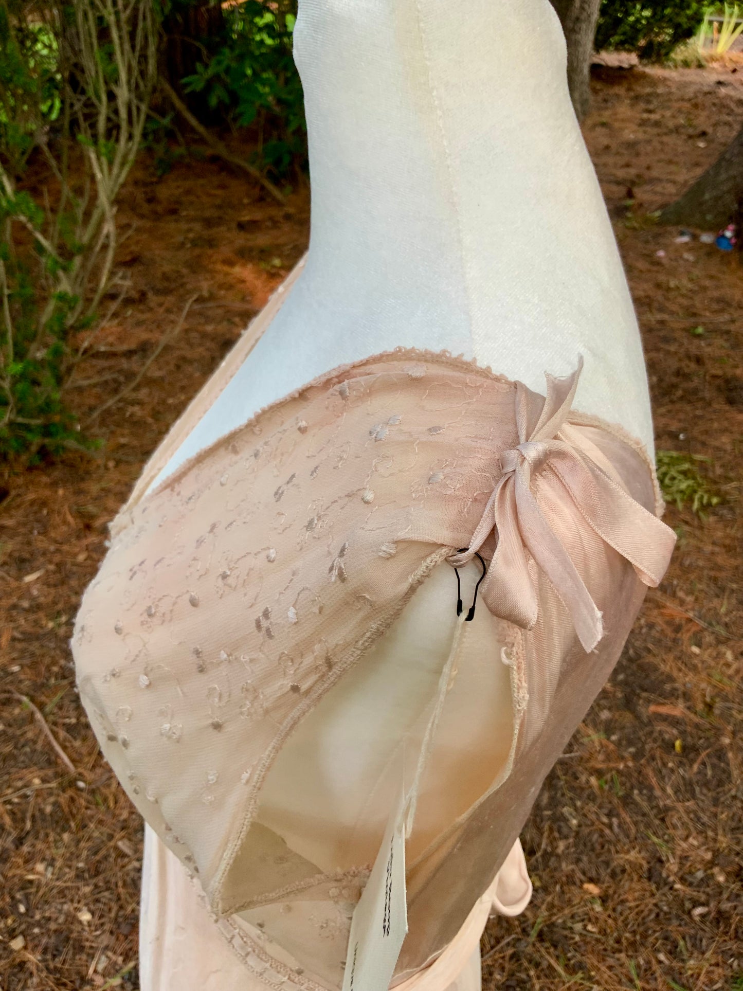 Late 1930s Tea Dyed Champagne Satin Gown Hollywood Glamour Vintage Bridal Slip Dress Boudoir-40BM