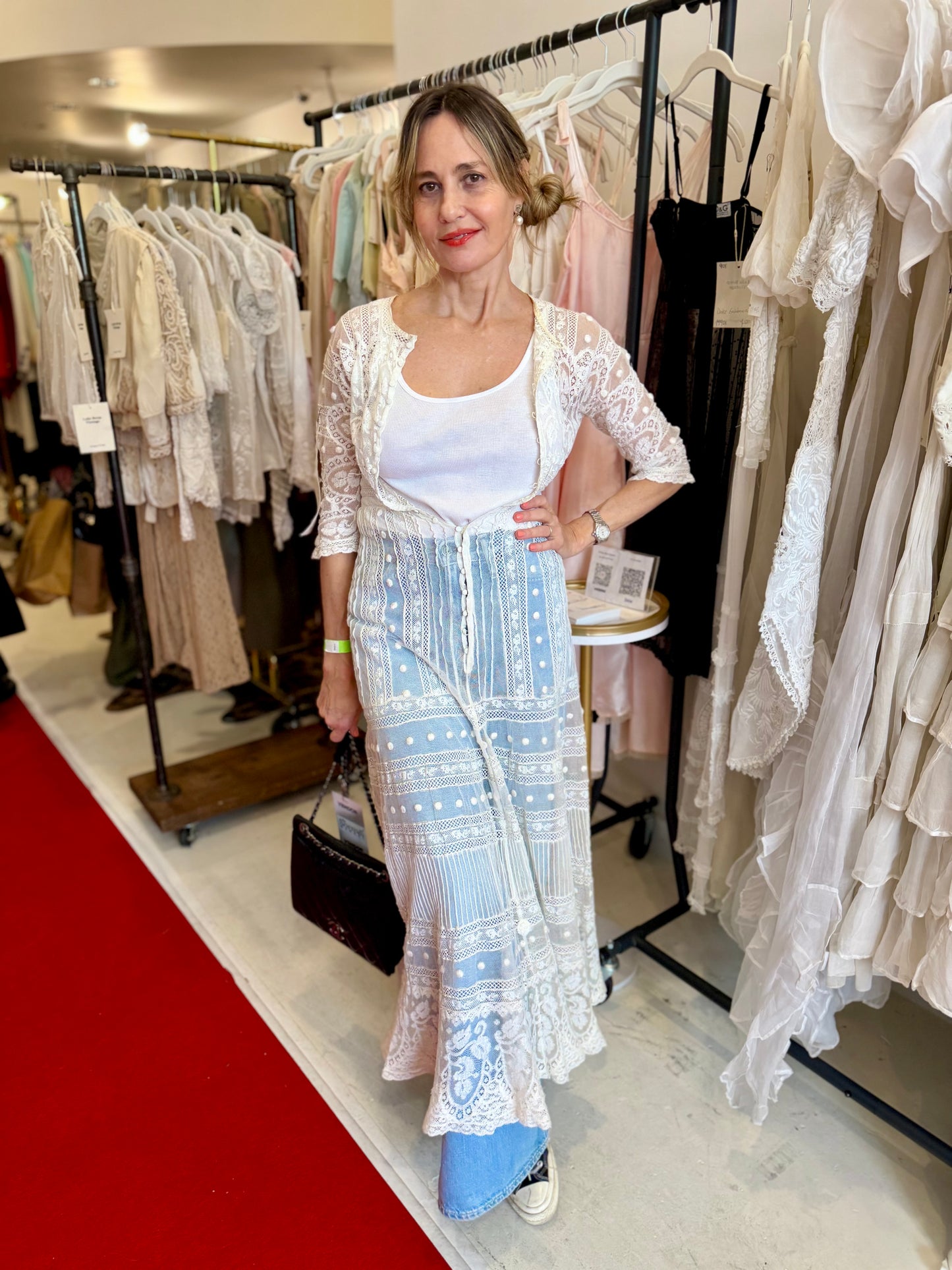 Rare Antique Edwardian Bridal Lace Dress c. 1909–1914 | Cotton Net Wedding / Trousseau Gown-ED31