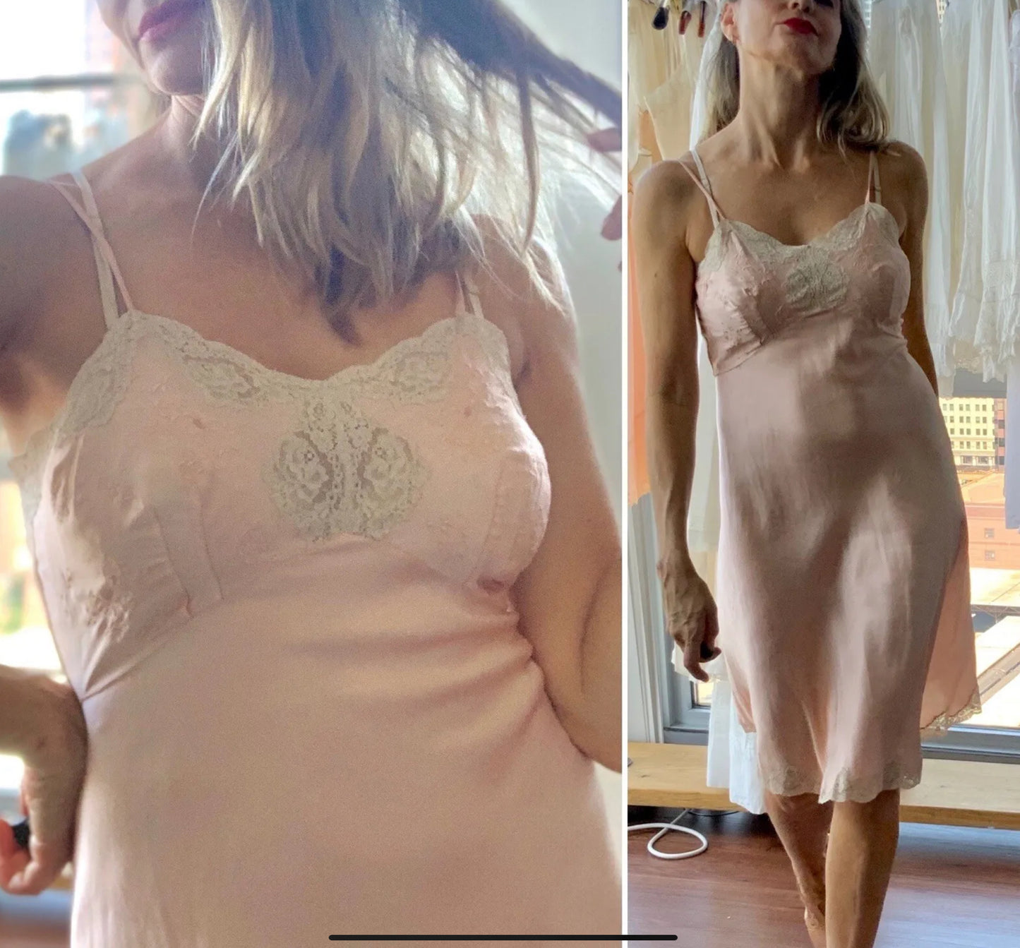Silk Slip Dress Pink - 40s
