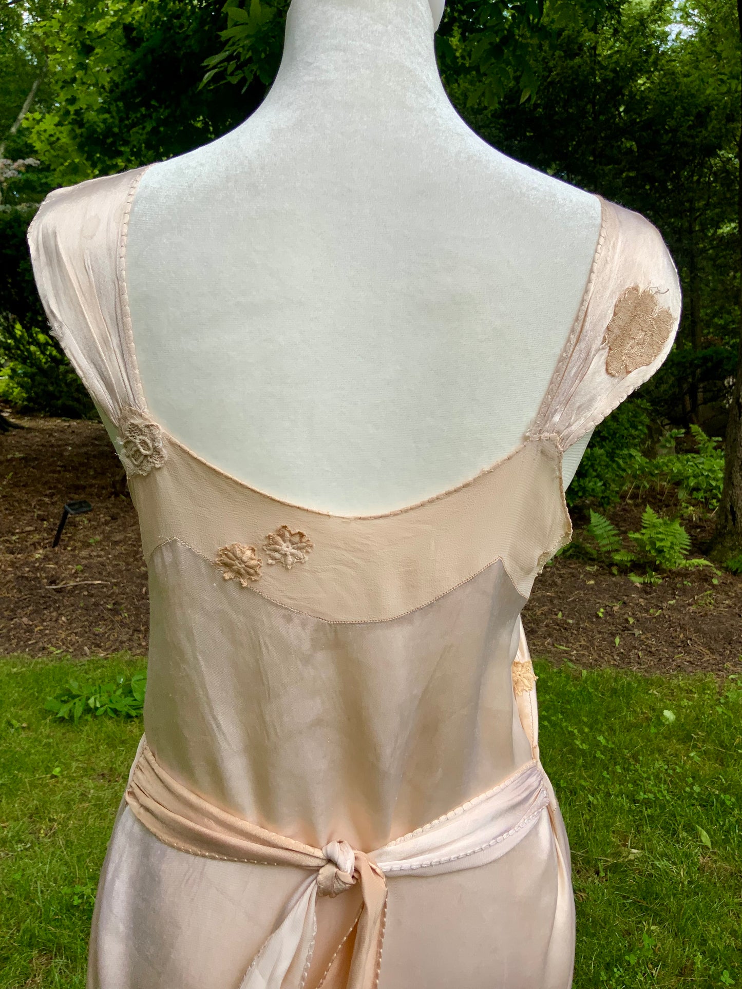 1930s Silk Chiffon Hostess Gown | Blush Pink Boudoir Dress | Restored Antique Lingerie.Tea Dyed-30D
