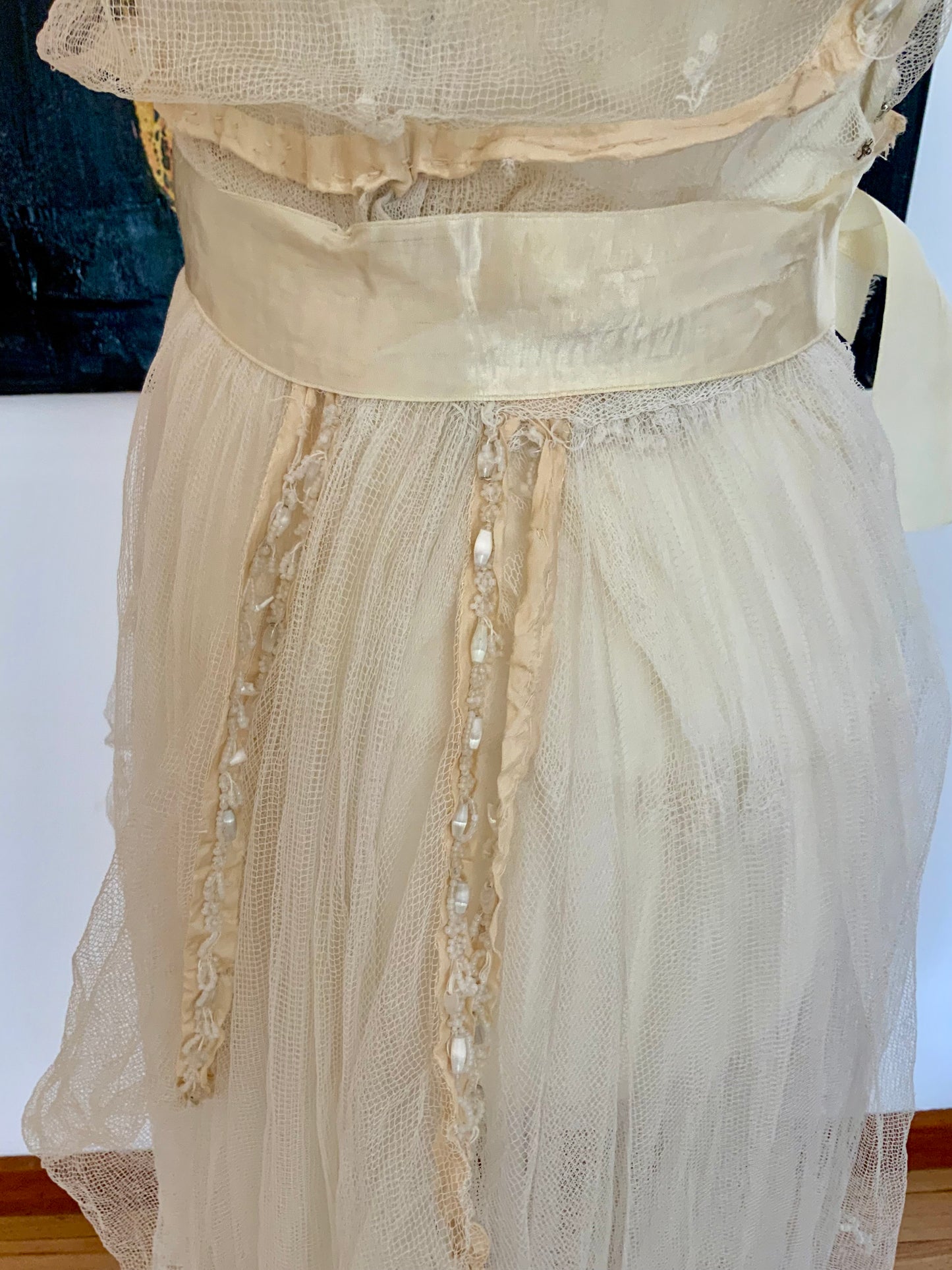 Antique Tulle Dress -Filet Lace – Early 1900s – ED40