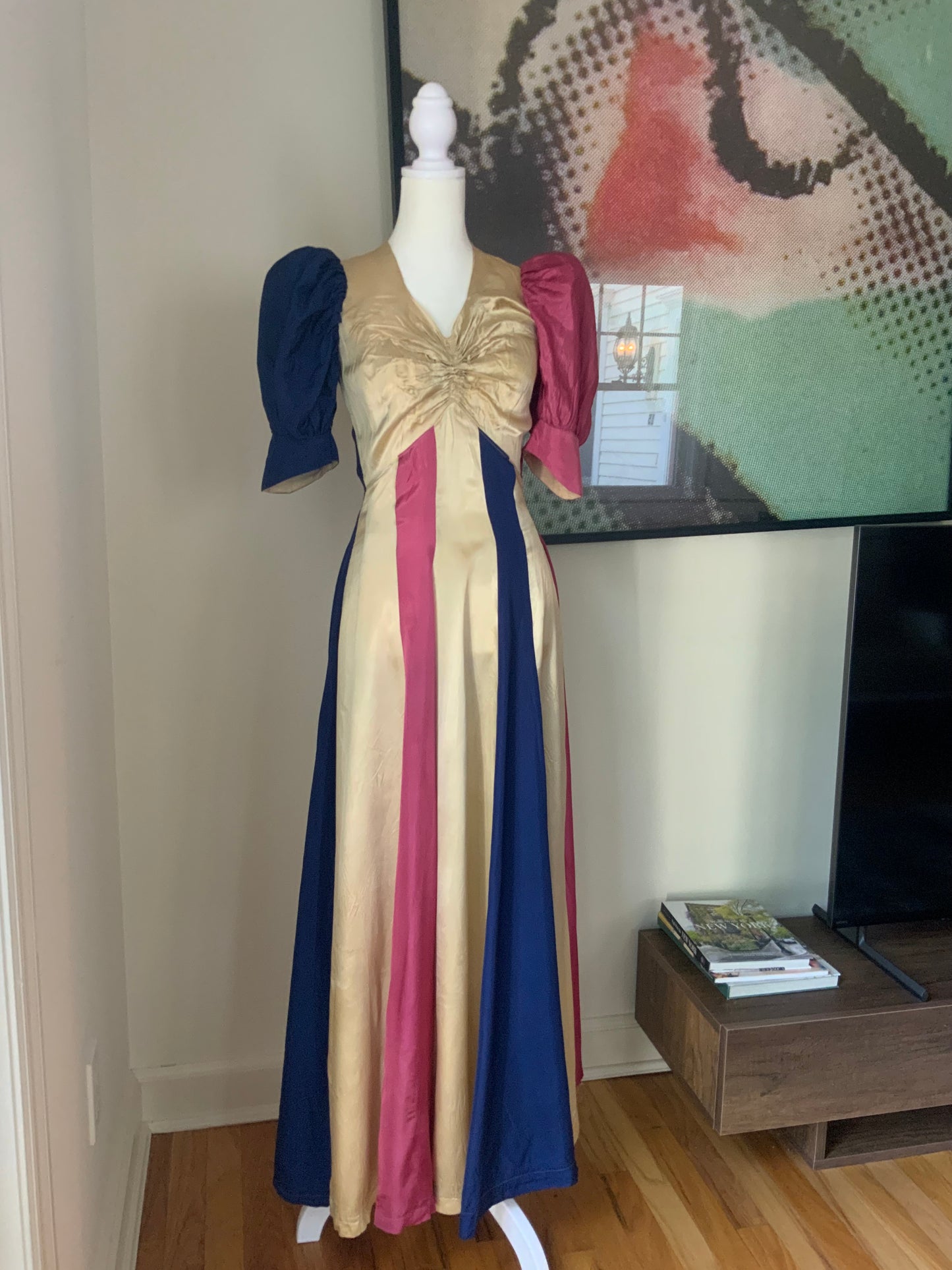 RARE Satin Evening Dress - 30s Early 40s - 30AG