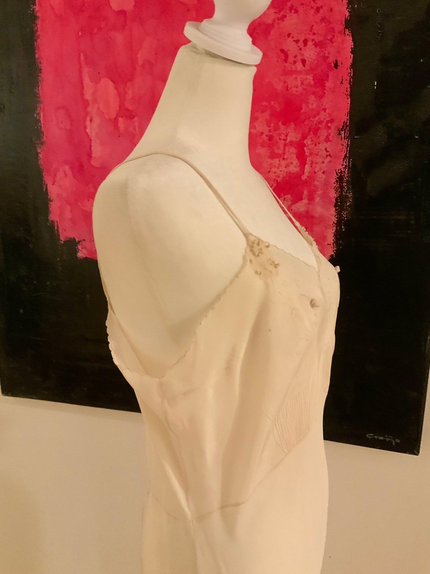 Antique 1920s Pure Silk Bridal Slip – Hand Embroidered Ivory Lingerie Dress – Edwardian Flapper Era Nightgown-20AT