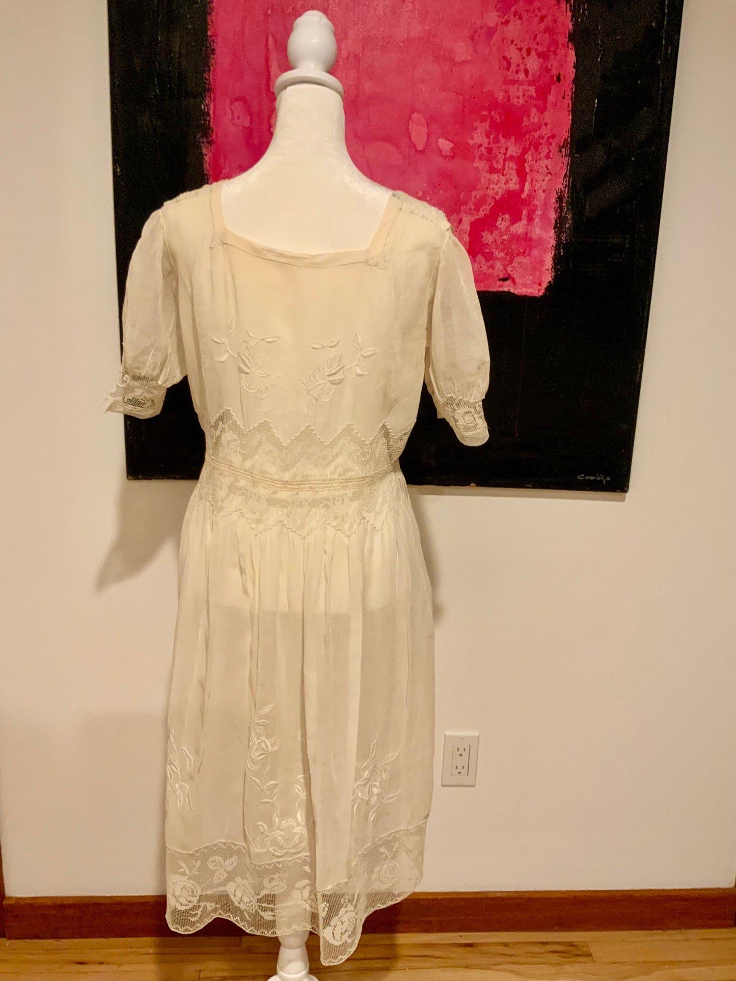 Edwardian Tea Dress in with Handmade Lace & Embroidery | c.1905–1915 - ED30